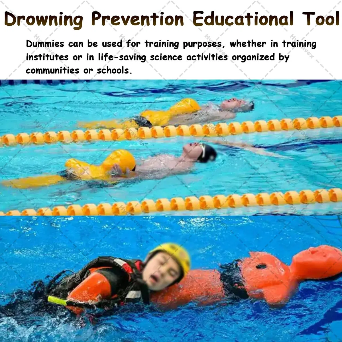 Chupete de rescate acuático para prevención de ahogamientos y entrenamiento de incendios, modelo de simulación con drenaje rápido, ideal para adolescentes y adultos