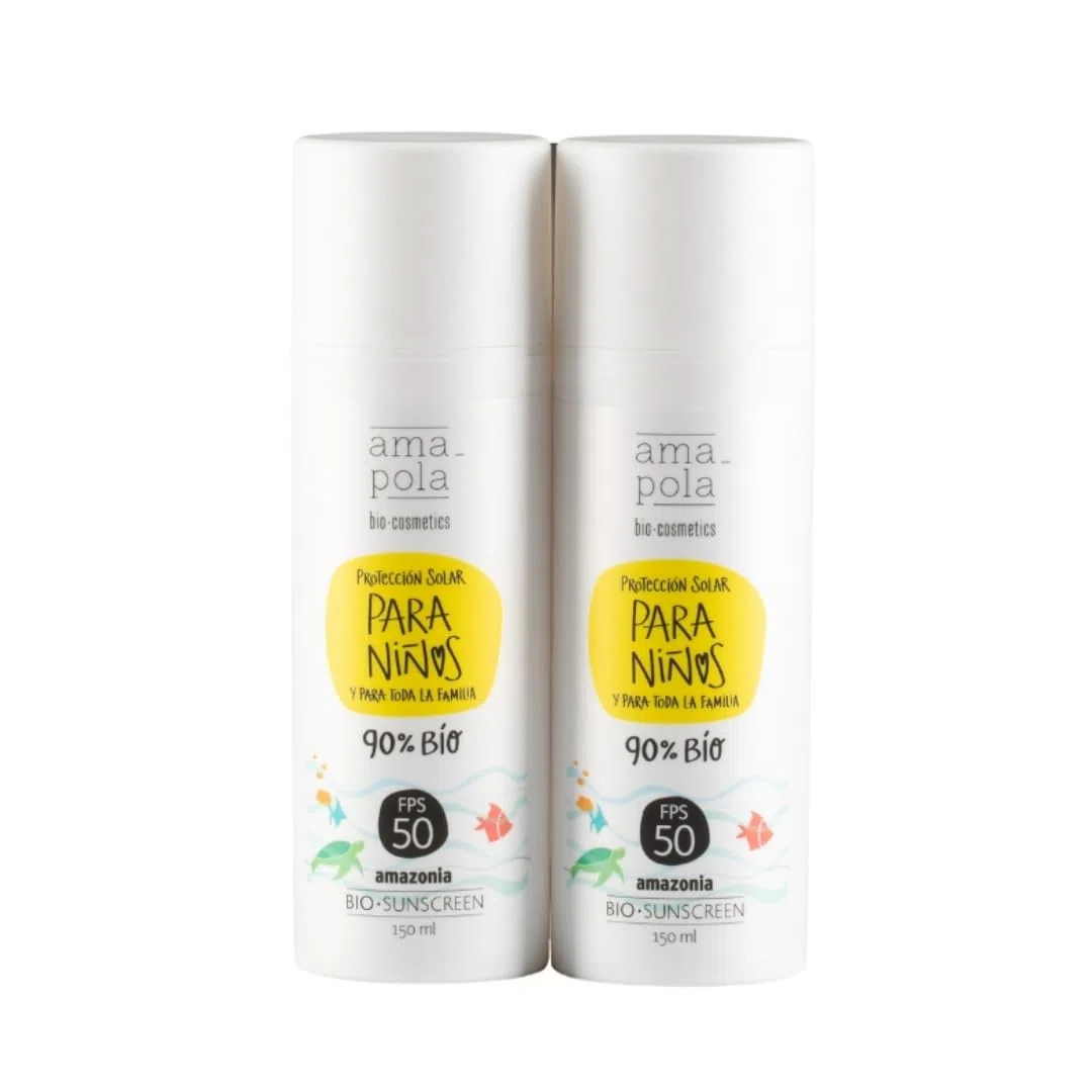 AMAPOLA BIO Protector Solar Infantil Mineral SPF 50-90% Bio - Crema sin Efecto Blanco - Fácil de Extender - Protección UVA y UVB - Orgánica Certificada para Bebés y Niños - 300 ml