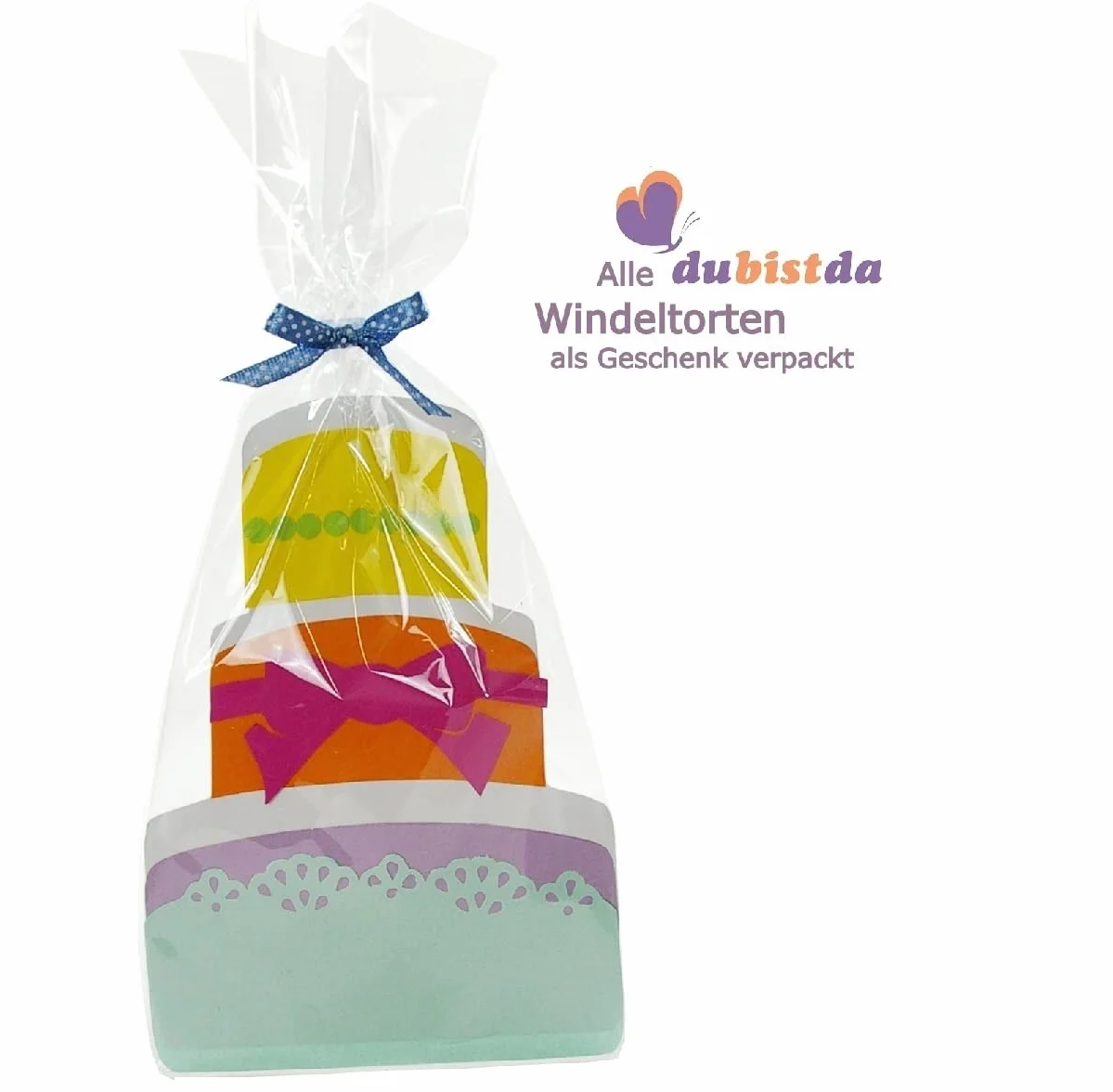 Tarta de pañales TODO JUTE | para nacimiento (2 pisos, albaricoque)