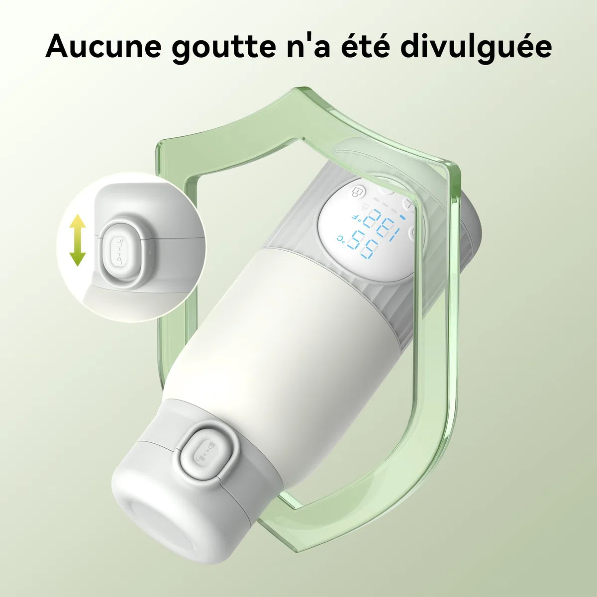 Calentador de biberones portátil para bebé batería de 380 ml para leche materna agua 10000 mAh calentamiento rápido control de temperatura preciso 100W larga duración de la batería (Gris Verde)