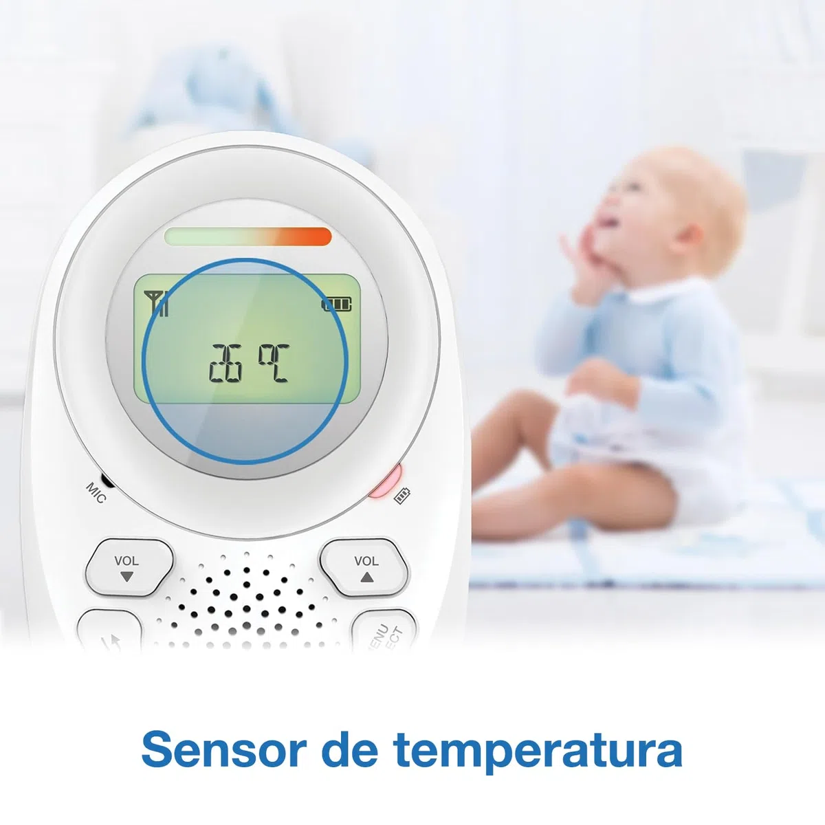 VTech BM1211 Monitor de Audio para Bebé, Transmisión de Sonido Clara y Segura, Largo Alcance, Control de Volumen de 5 Niveles, Luz Nocturna, Función de Hablar con el Bebé, Pinza para Cinturón
