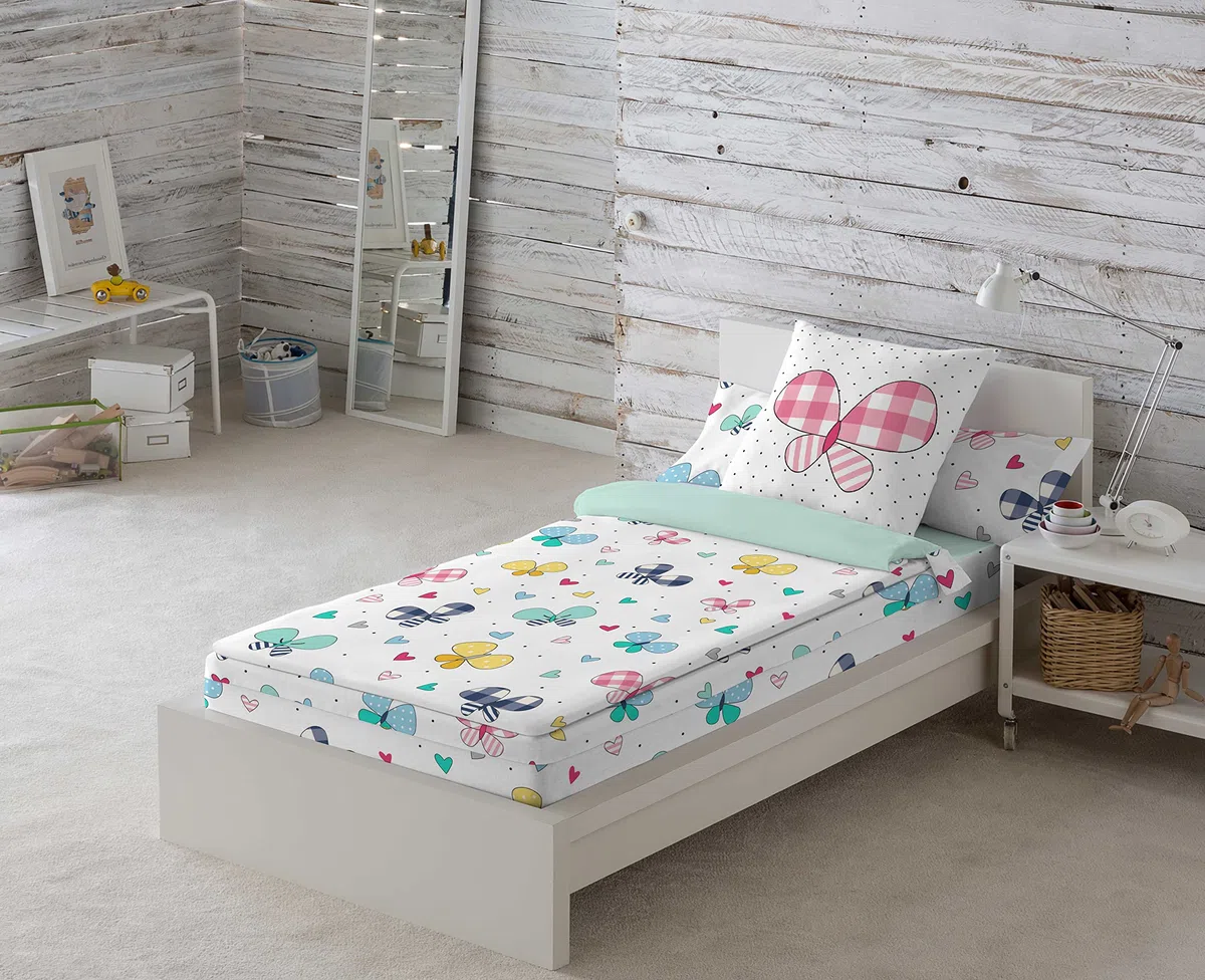 COOL KIDS Saco nórdico sin Relleno Vichy Butterly Cama 90