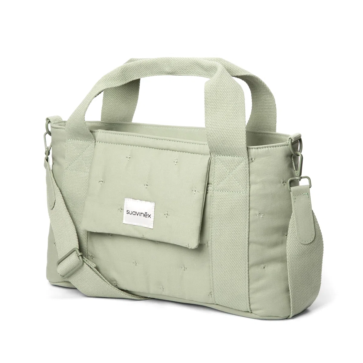 Suavinex, Bolso Maternidad, Bolso Organizador para el Carrito del Bebé tipo Panera, Con Asas Ajustables al Carrito, Cierre de Cremallera, Compacto y de Gran Capacidad, con Bolsillos Interiores, Verde