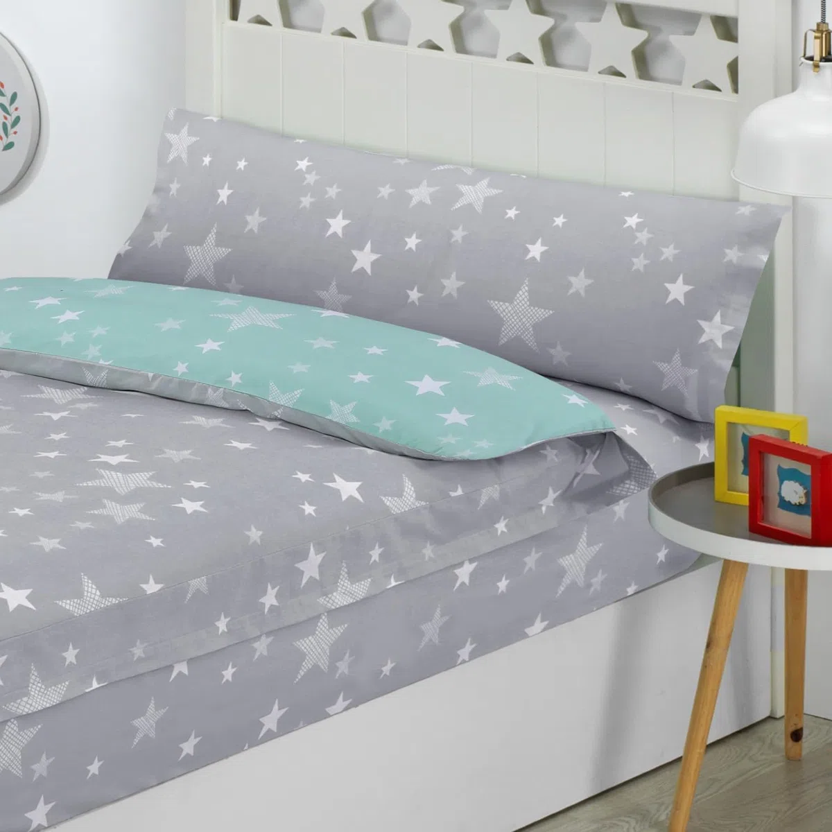 Saco Nórdico con Cremallera Cama Infantil Estrellas Stars Relleno Incluido Color Gris Talla Cama 90