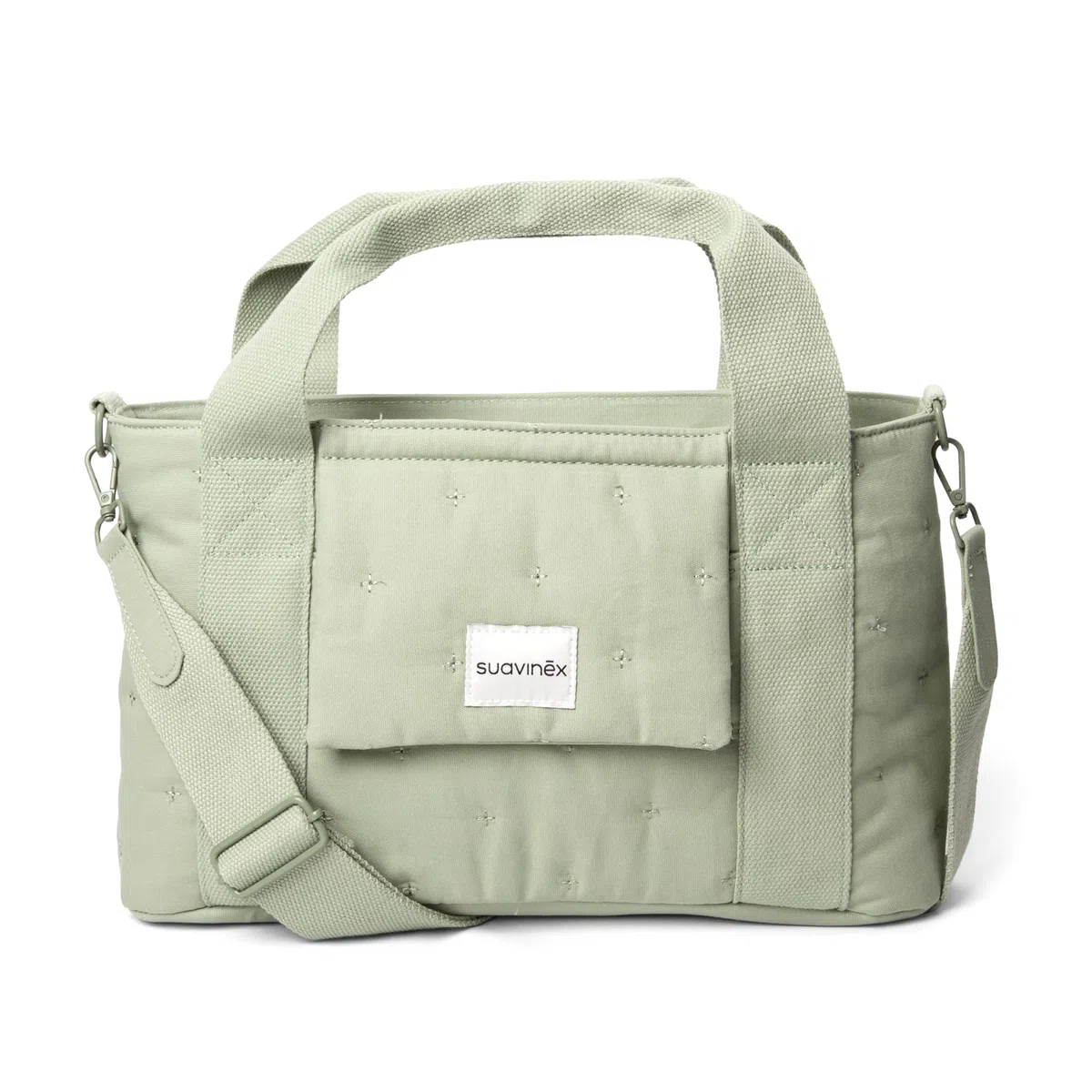 Suavinex, Bolso Maternidad, Bolso Organizador para el Carrito del Bebé tipo Panera, Con Asas Ajustables al Carrito, Cierre de Cremallera, Compacto y de Gran Capacidad, con Bolsillos Interiores, Verde