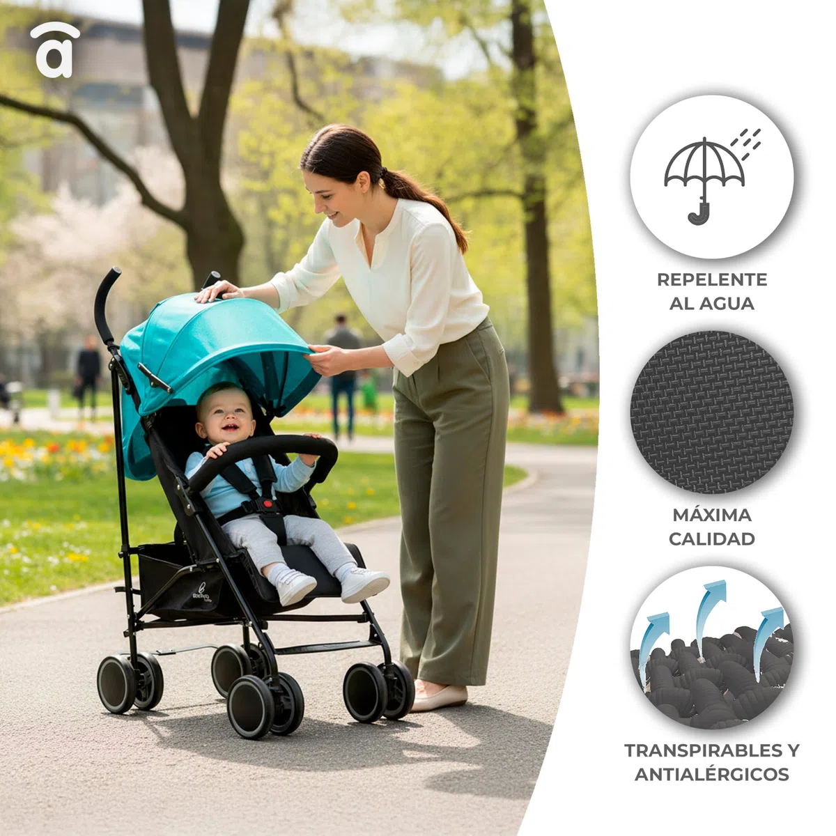 Asalvo TOKYO Silla de Paseo Ultraligera para bebé, Carrito de paseo con Respaldo Reclinable, Cochecito urbano, Arnés 5 Puntos, SPF50+, Capota con Ventana, Manejable, Máxima Seguridad, Hasta 16kg, Gris
