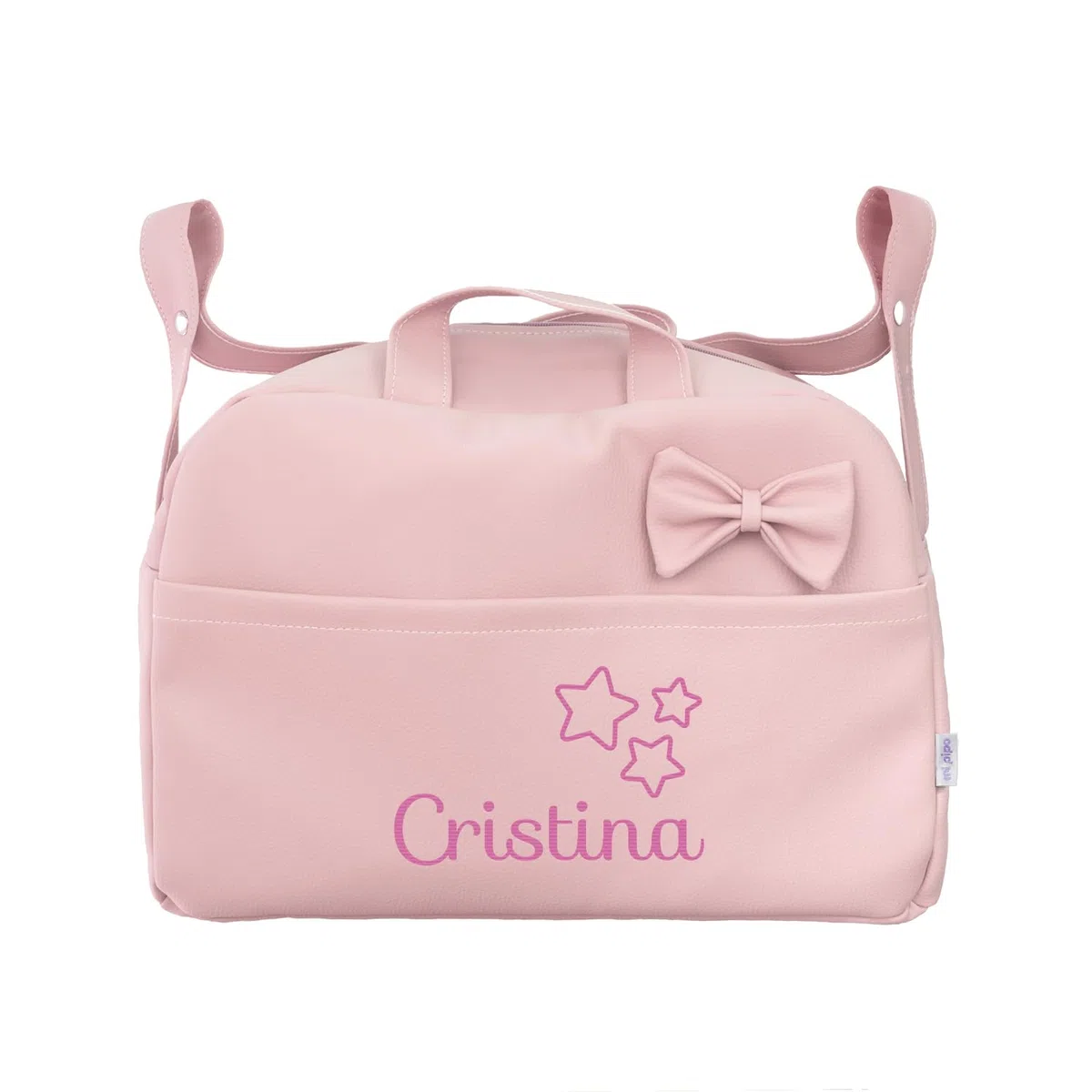 Bolso Carro Bebé Personalizado - Beige | Bolsa de Maternidad para Carro y Hospital | Bolso Maleta Carrito Bebé de Polipiel Acolchado con Nombre Bordado | Fabricado en España | 43x30x23 cm