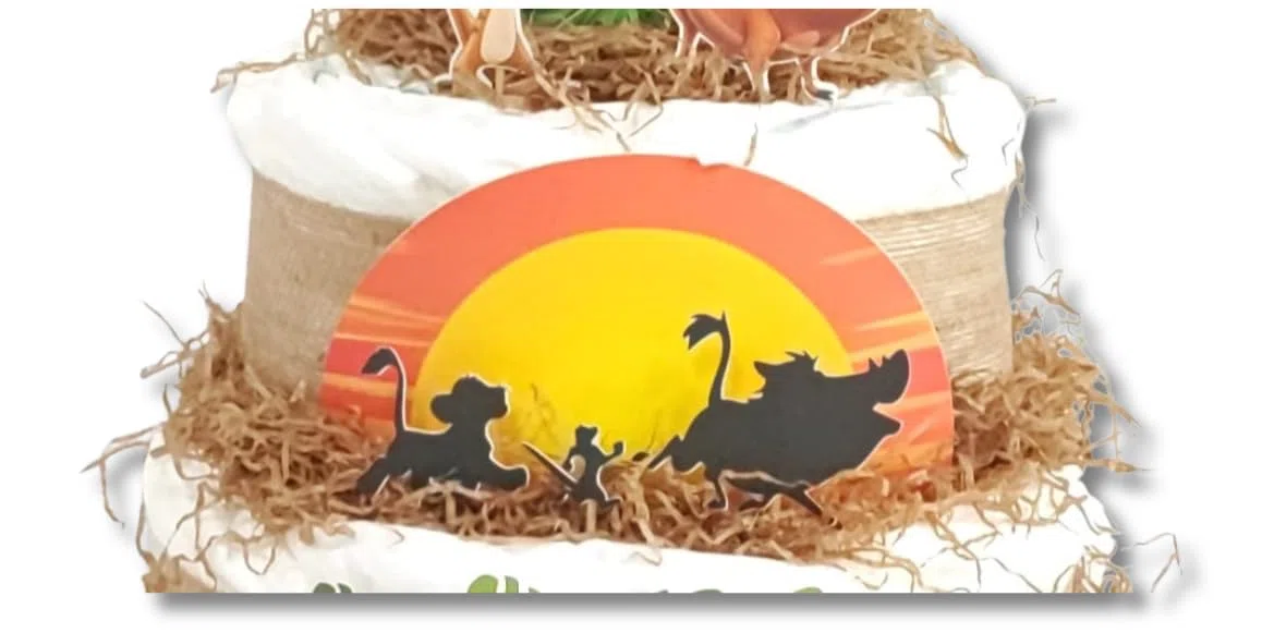 Tarta de pañales 3 pisos modelo SIMBA - Regalos para recién nacido - baby shower - TARTAS DE PAÑALES Y MÁS
