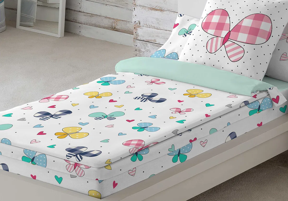 COOL KIDS Saco nórdico sin Relleno Vichy Butterly Cama 90