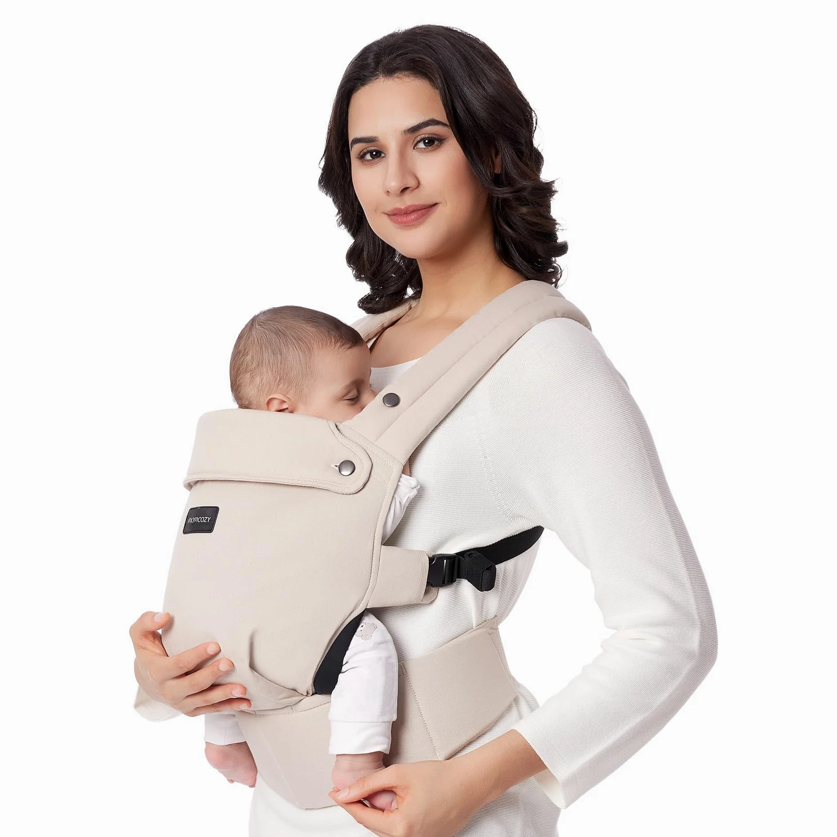 Momcozy Portabebés Ergonómico de Recién Nacido a Niño Pequeño, Cómodo y Ligero, para Bebés de 3,2 a 20kg, Fácil de Poner, Ideal para Crianza con Manos Libres, Soporte Lumbar Mejorado, Caqui