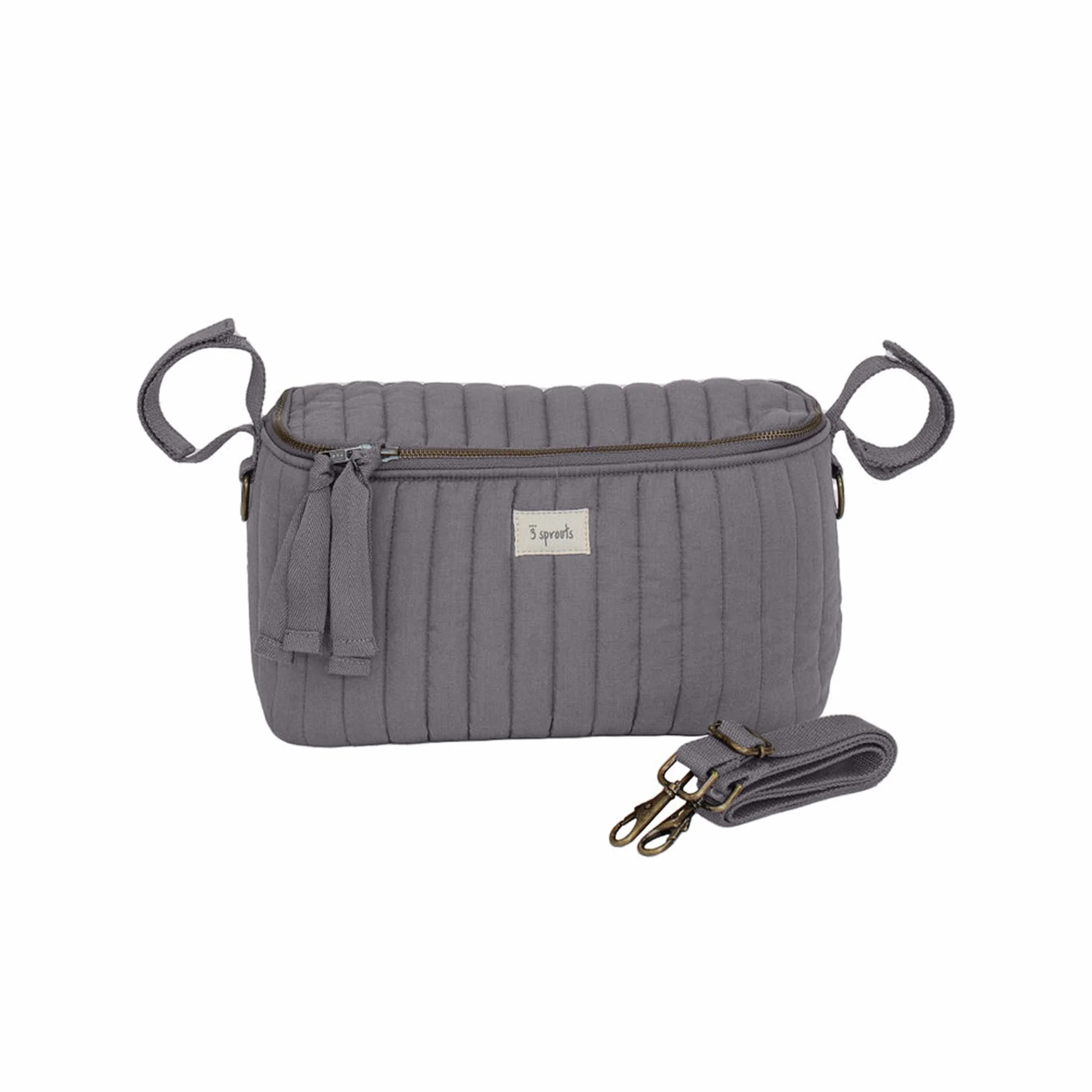 3 Sprouts - Bolsa Carrito Bebe - Bolso Carrito Bebe - Bolso Carro Bebe con Portavasos, Organizador para Carro de Bebé, Ideal para Sillas de Paseo y Cochecitos - Gris