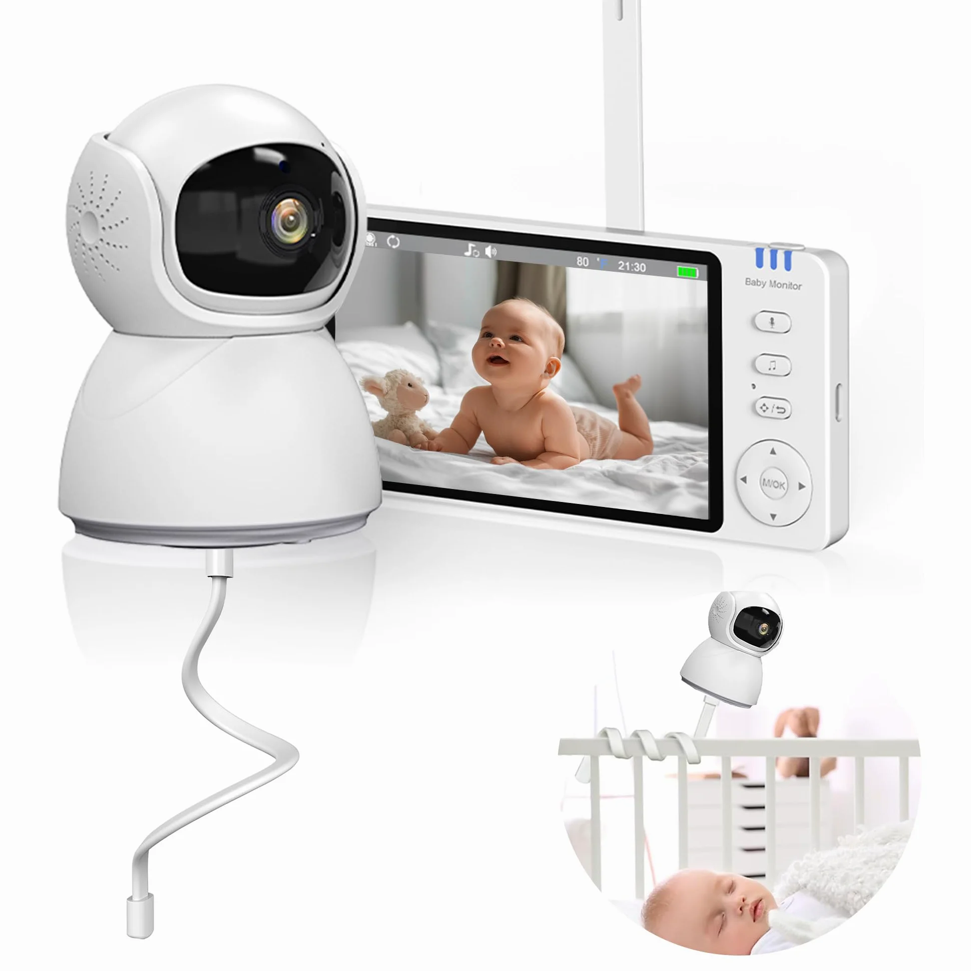 Extralink Vigilabebés con cámara sin wifi – Monitor de bebé con pantalla de 5 pulgadas, visión nocturna, audio de 2 vías, control de temperatura VOX y control de temperatura, función FHSS 2,4 GHz