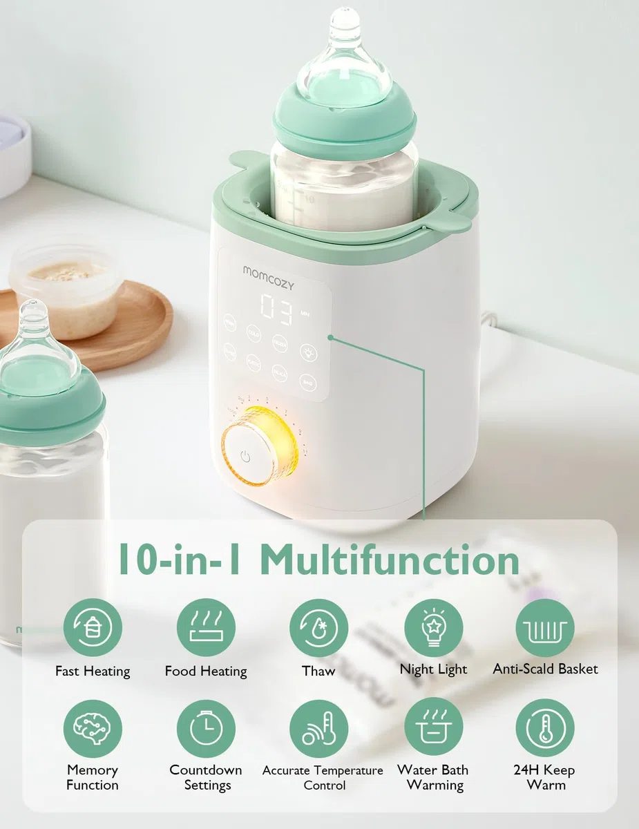 Momcozy Nutri - Calentador de biberones para bebé con control de temperatura preciso y luz nocturna