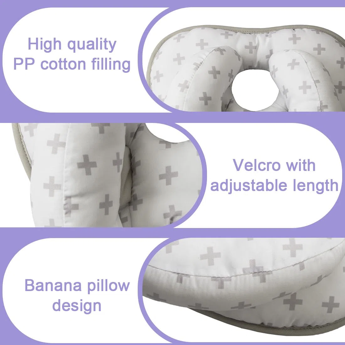 Almohada cervical para bebé, almohada para apoyar la cabeza para recién nacidos, almohada cervical 2 en 1, almohada de viaje para apoyar la cabeza en cochecitos (gris)