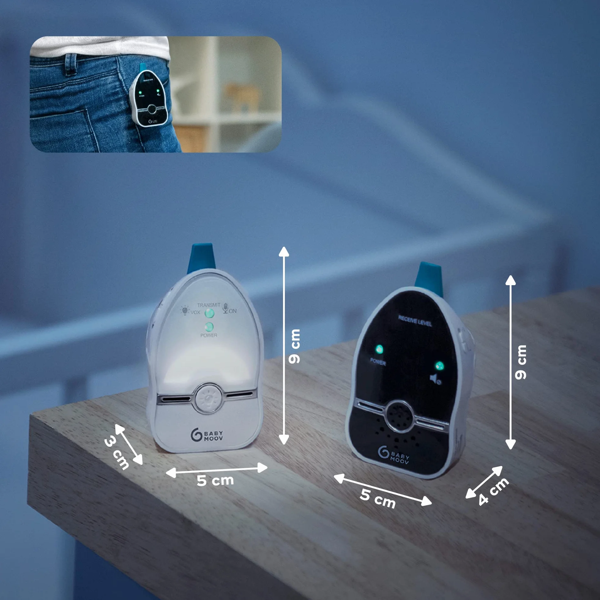 Babymoov Easy Care Vigilabebés audio con lamparita, 500 m, Blanco