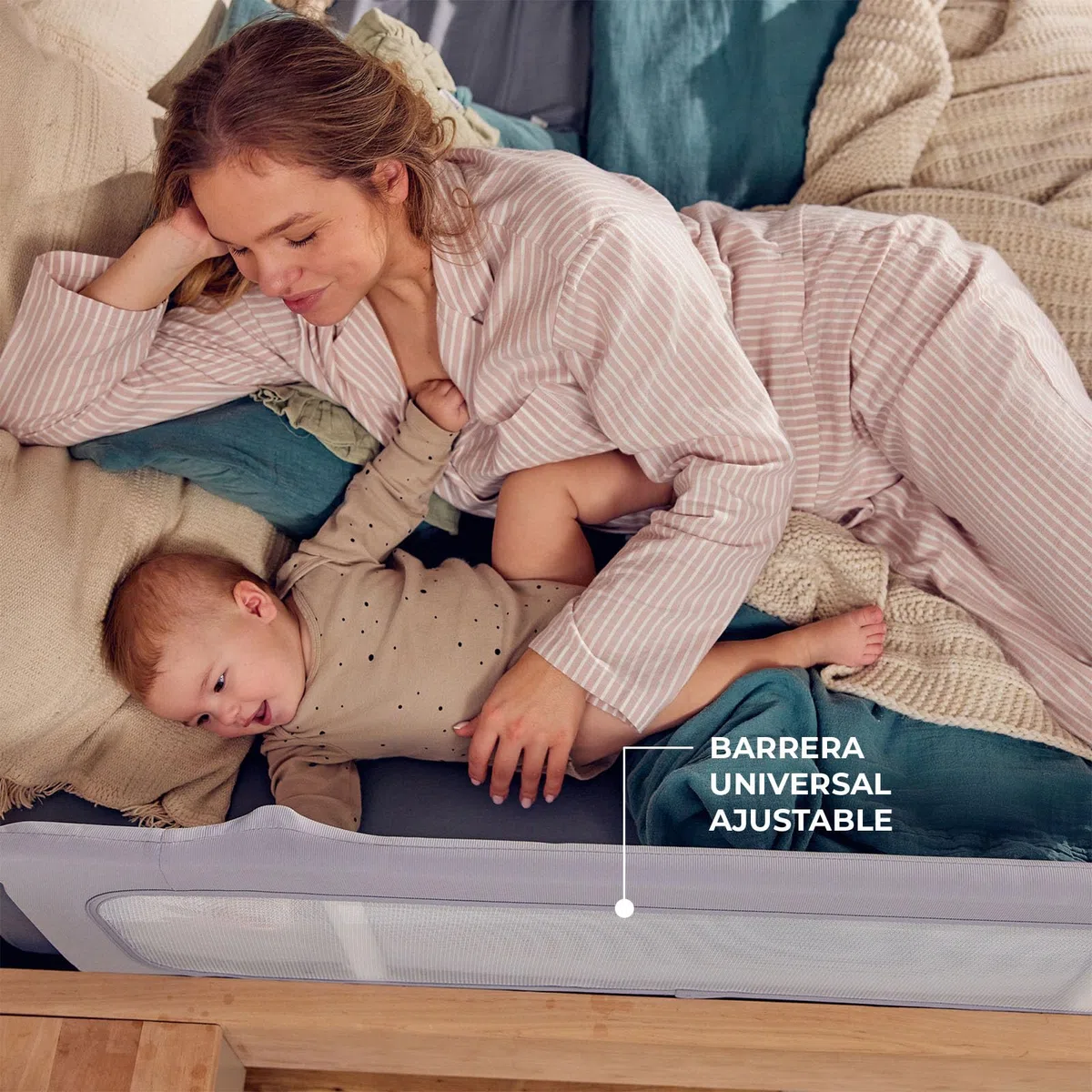 Kinderkraft Guard & Dream Barrera Universal para Cama, para Niños de Entre 18 Meses y 5 Años, Pliega Fácilmente, Regulación de Altura, Gris Claro