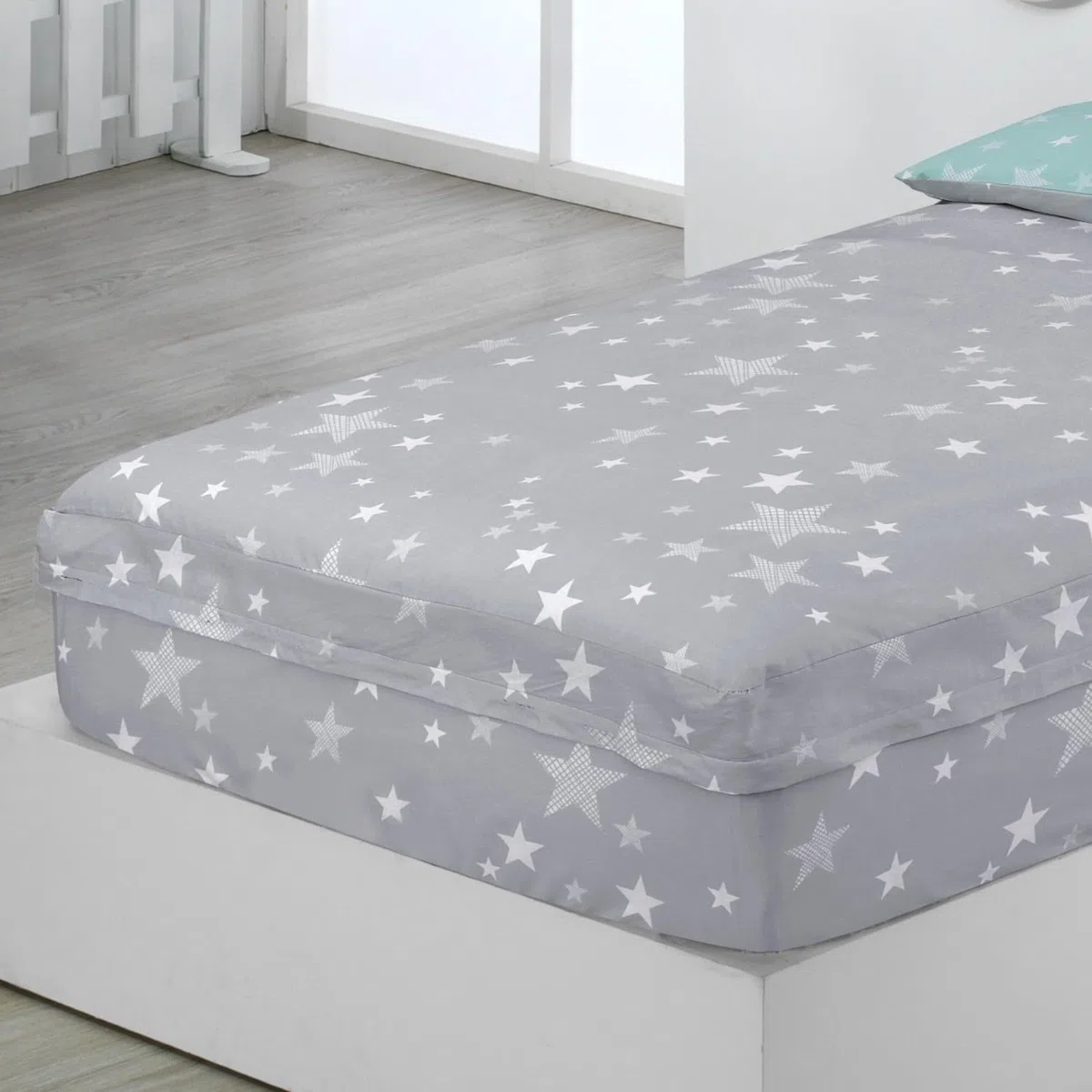 Saco Nórdico con Cremallera Cama Infantil Estrellas Stars Relleno Incluido Color Gris Talla Cama 90