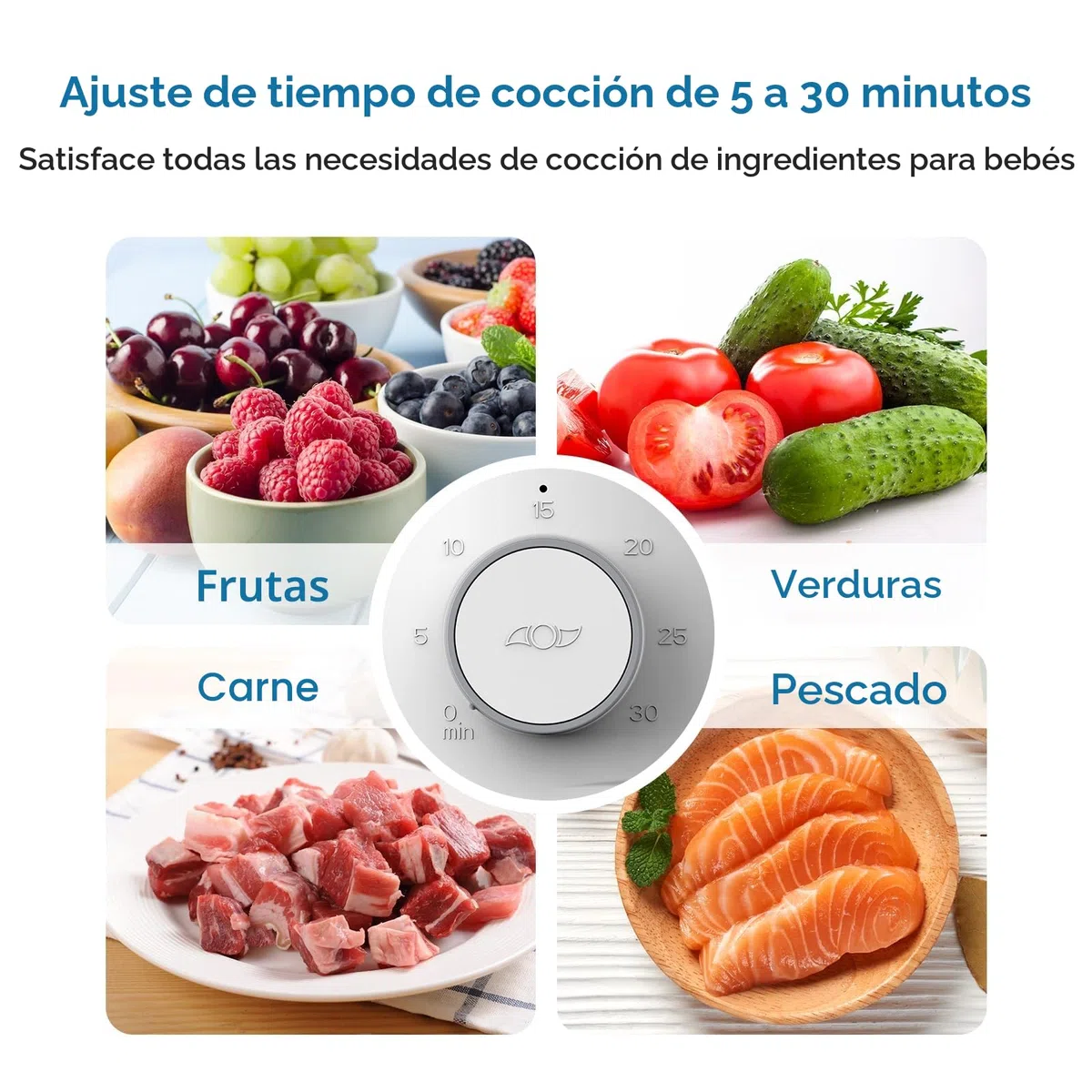 Procesador de Alimentos Bebés, Robot de Cocina Bebe con Cesta de Vapor Reversible, Fácil Operación con un Botón y Gran Apertura para Una Fácil Limpieza Baby Food Precessor