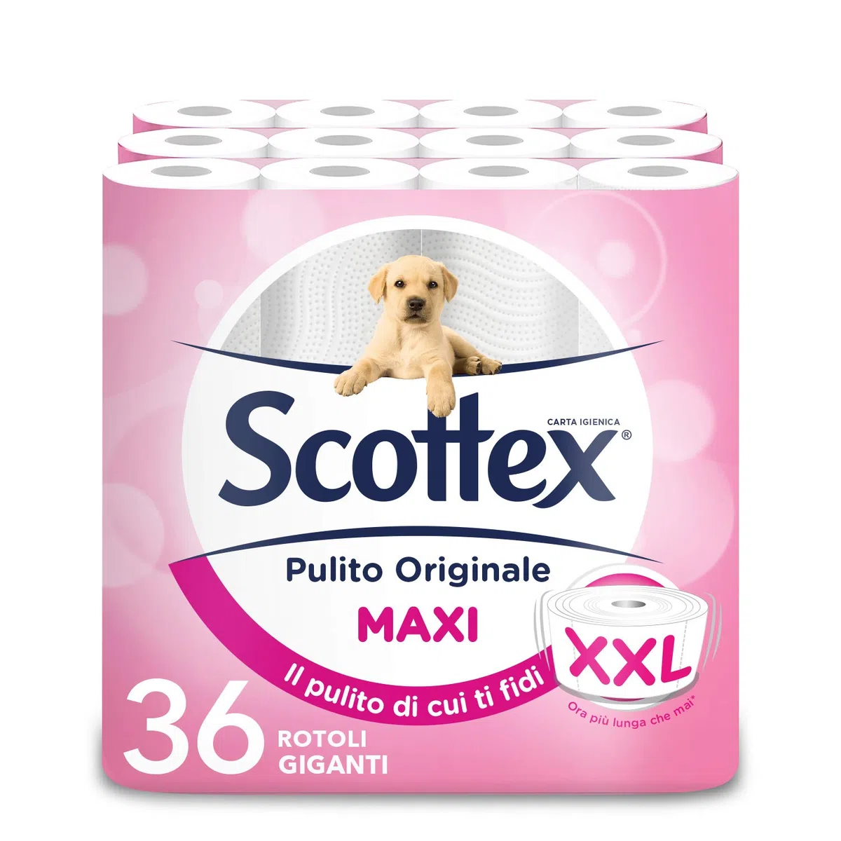 Scottex Scottex - Papel higiénico original Gigante, 36 rollos de 500 tiras – 500 g
