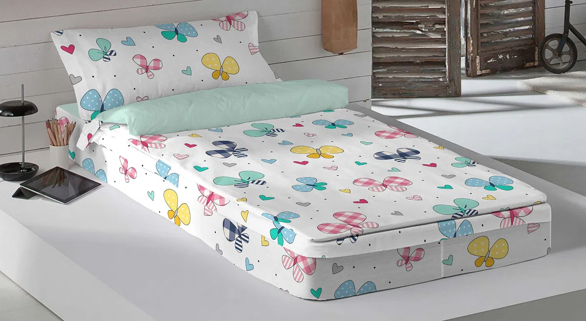 COOL KIDS Saco nórdico sin Relleno Vichy Butterly Cama 90