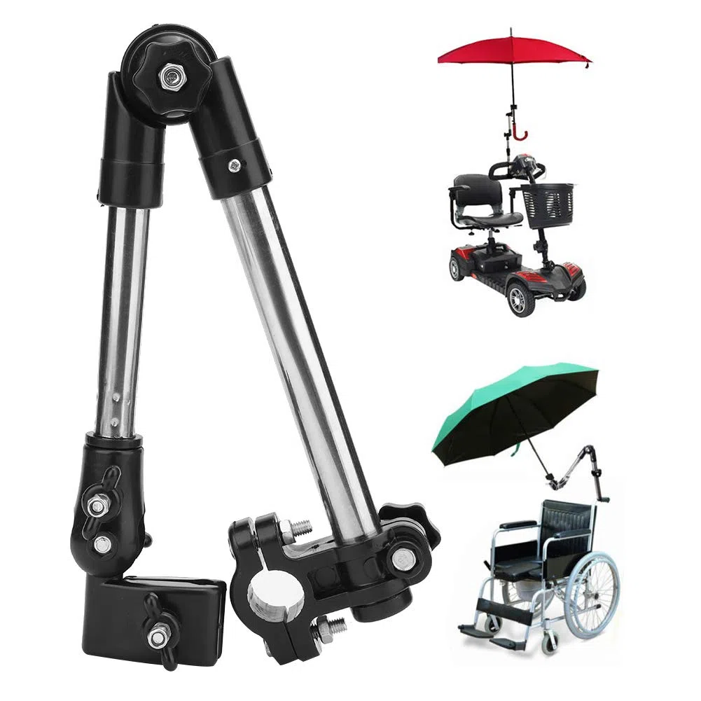 Soporte para paraguas para silla de ruedas, cochecito para silla de ruedas, accesorio para paraguas para bicicleta, soporte para barra, abrazadera, conector de soporte