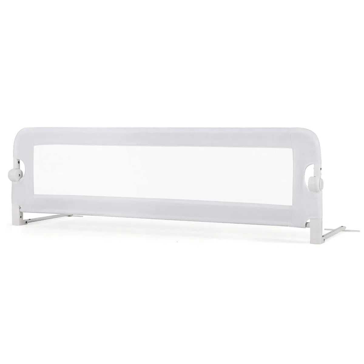 RELAX4LIFE Barrera Seguridad Niños Cama Plegable 105/120/150cm, Barandilla Cama Niño Abatible de Metal y Tela Oxford con Malla Transpirable para Camas Individuales y Dobles (Blanco, 150x40x42cm)