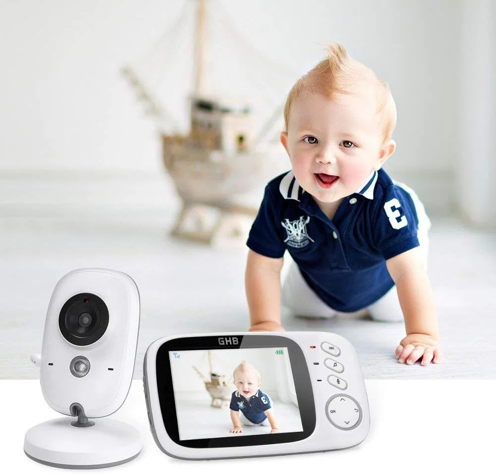 'GHB bebé Monitor 3.2 LCD Color vigila bebes vídeo Vigilabebés Video Camera Surveillance 2.4 GHz radios volante Babyviewer de noctovision.