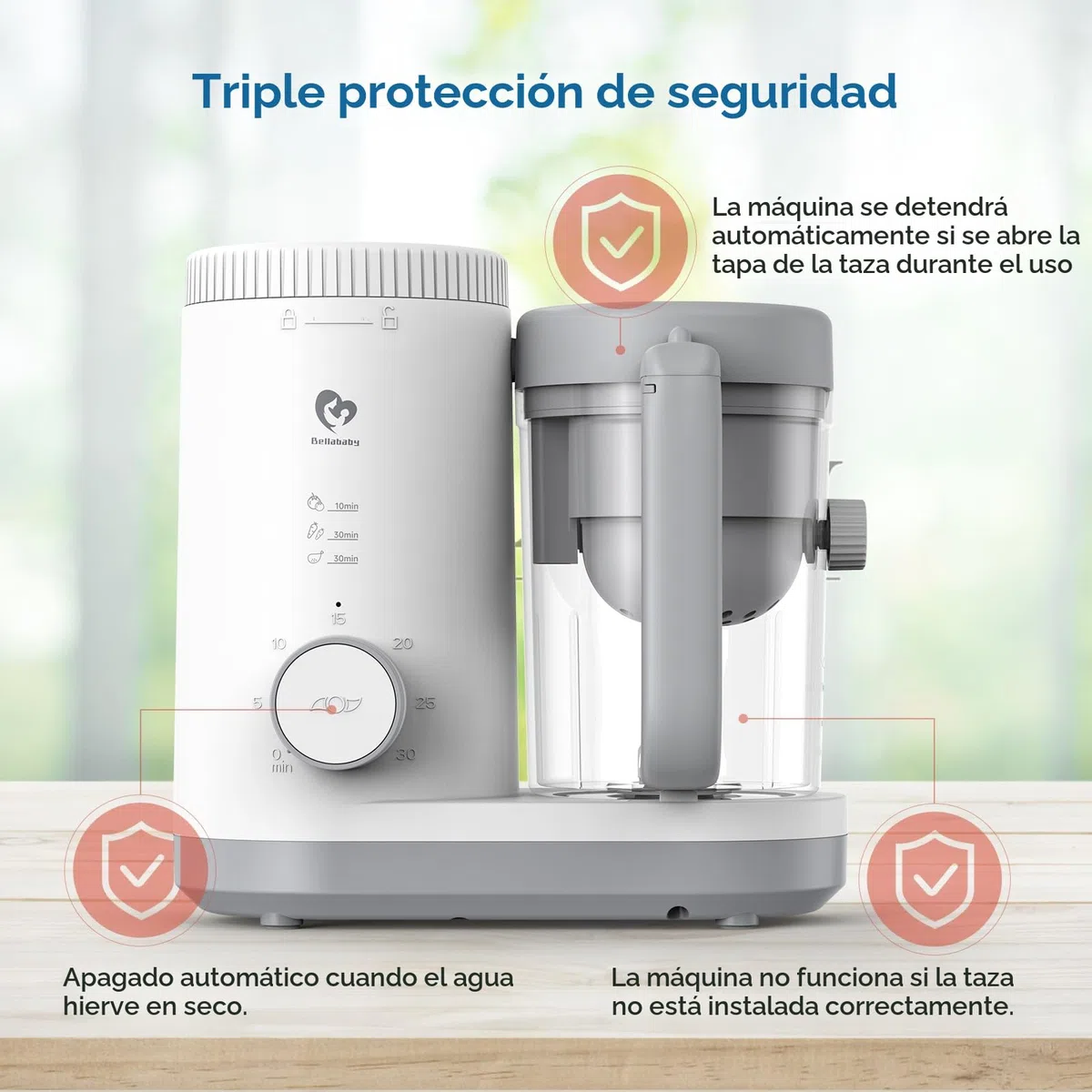 Procesador de Alimentos Bebés, Robot de Cocina Bebe con Cesta de Vapor Reversible, Fácil Operación con un Botón y Gran Apertura para Una Fácil Limpieza Baby Food Precessor