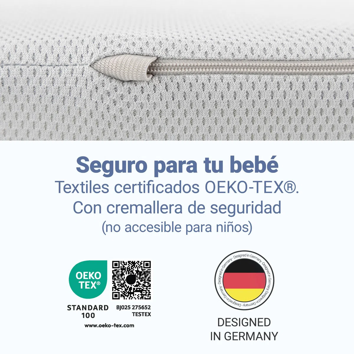 LaLoona Colchon Cuna 60x120 cm de Viaje Portátil | Apto para Parque Infantil - 5 cm Grosor – Plegable con Funda Extraíble - Bolsa de Transporte - Transpirable - Lavable - Certificado Oeko-Tex - Gris