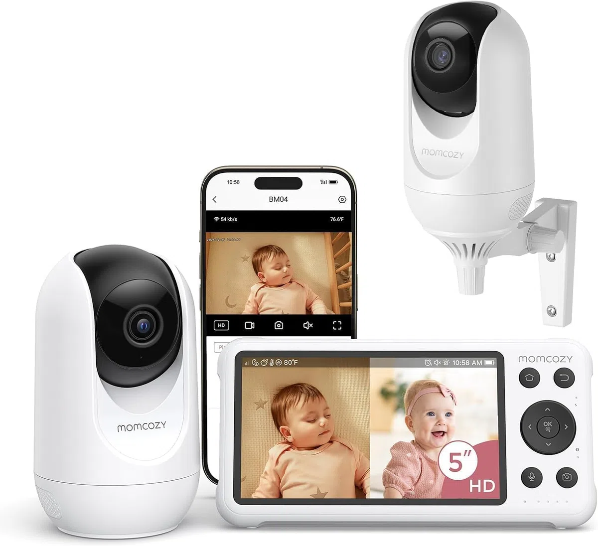 momcozy BM04 Camara Vigilancia Bebe WiFi con 2 Cámaras
