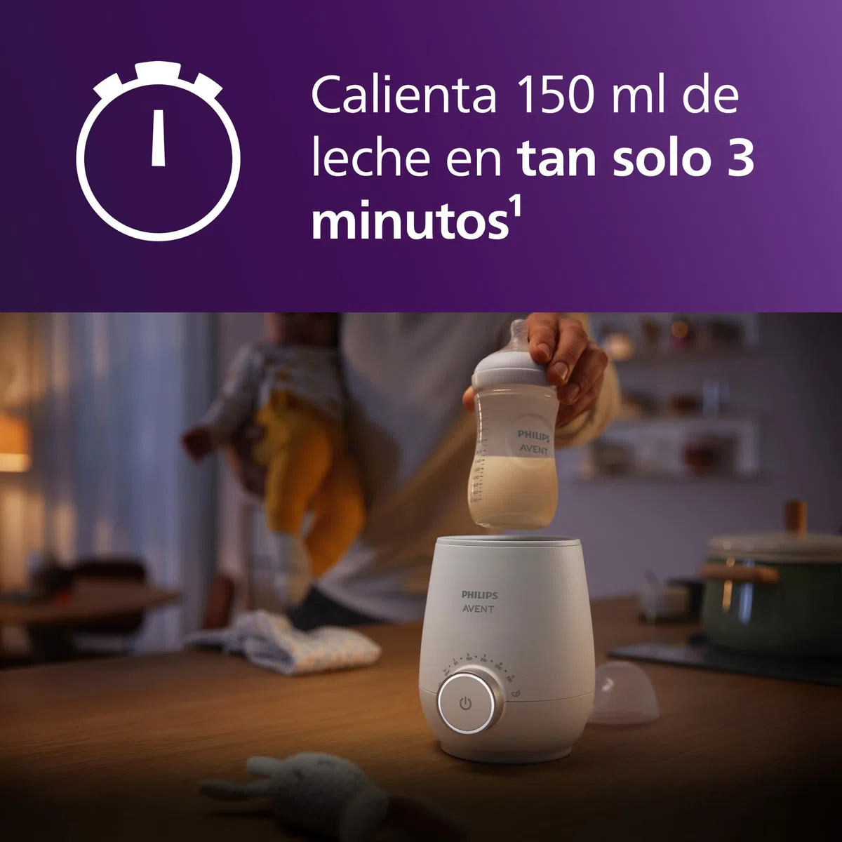 Philips Avent Premium Calientabiberones rápido- Control de temperatura inteligente, calienta uniformemente sin puntos calientes, sistema al baño maría de calidad hospitalaria, SCF358/00