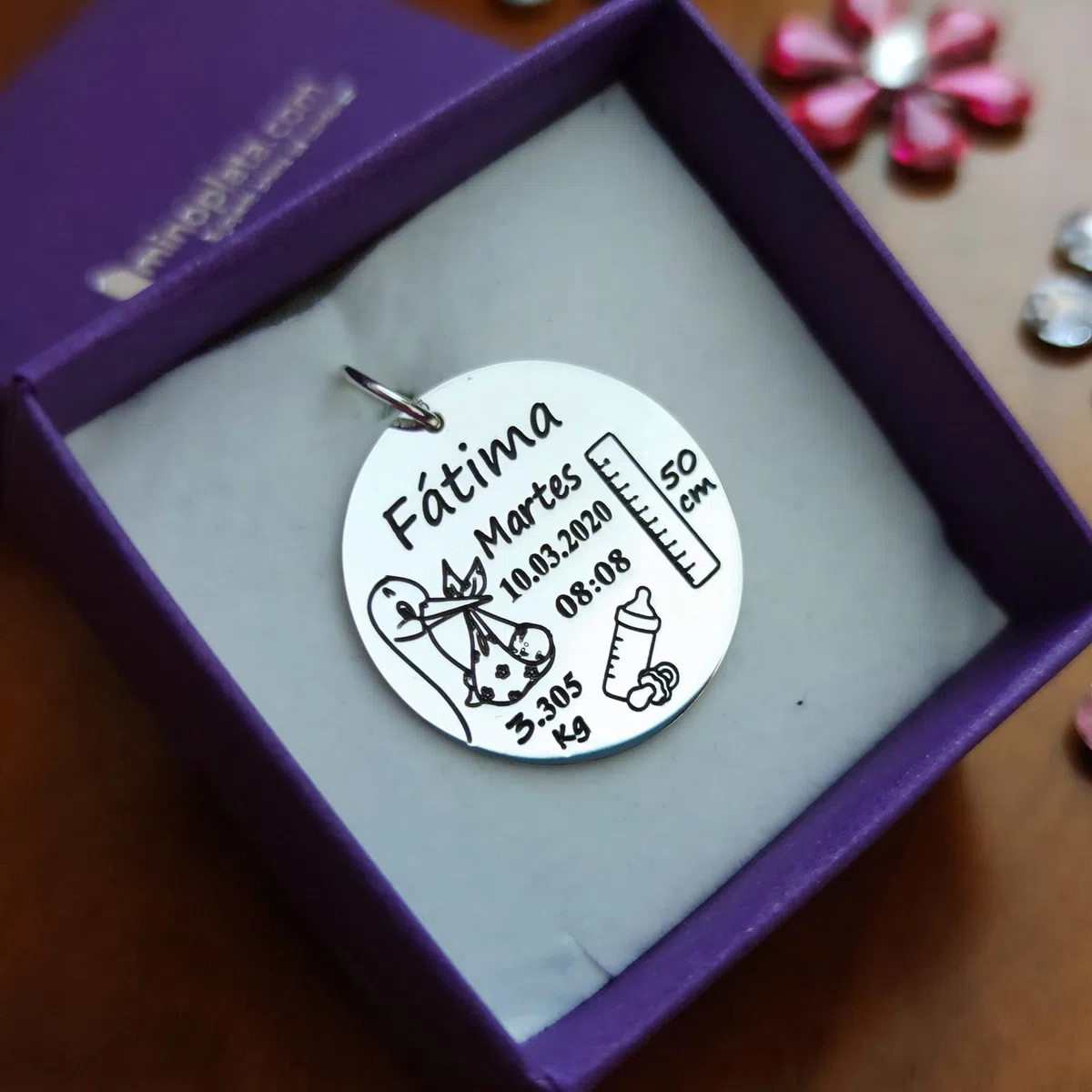 Colgante nacimiento de Plata de ley 925 personalizado