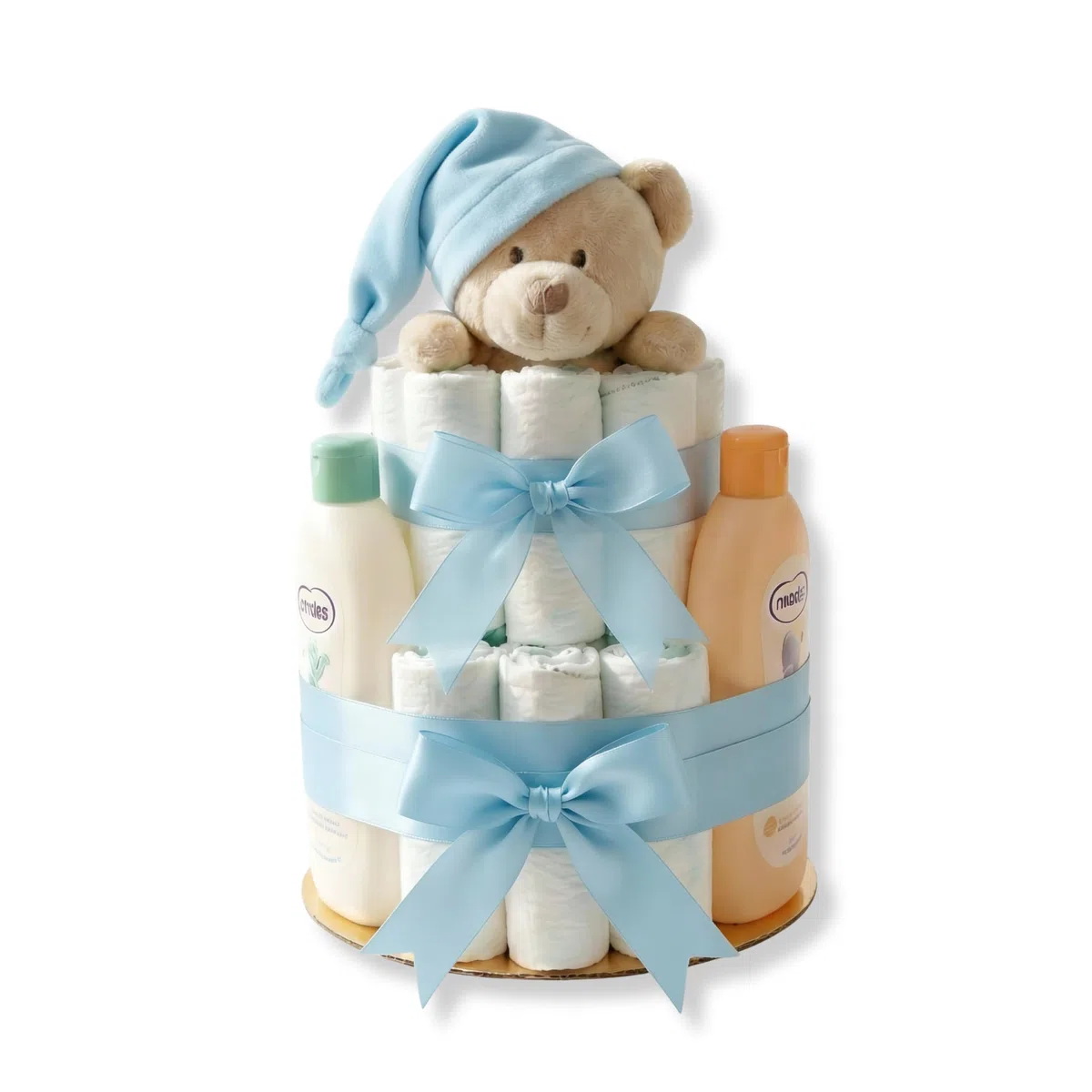 Tarta de Pañales | Pastel de Pañales para Niño | Regalo Original para Recién Nacido | Regalo para Bebé | Modelo Nenuco Doudou Azul - MyLittleBabies