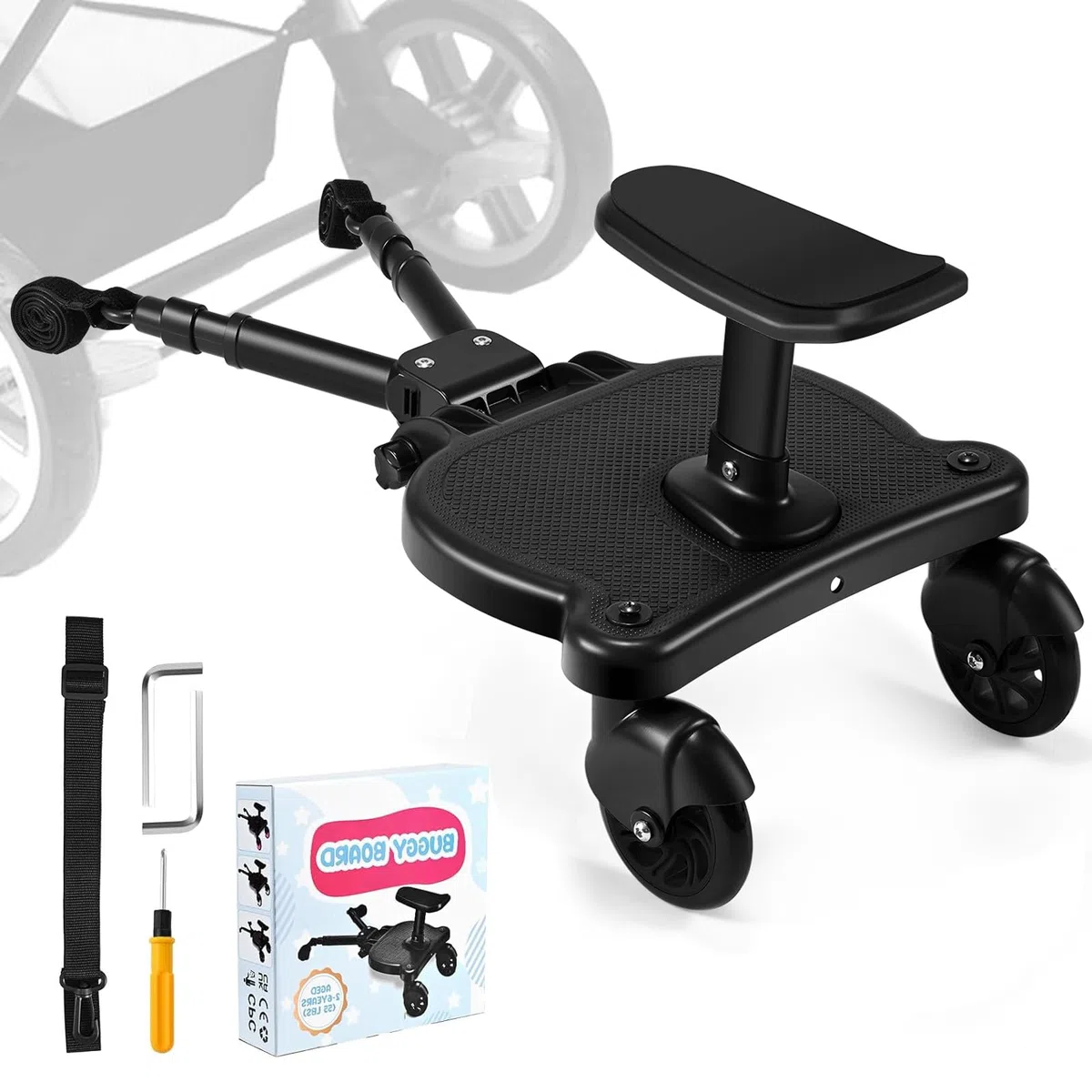 Kiddy Boards con correa de suspensión, tablas con ruedas para bebé para niños de 2 a 6 años (25 kg)