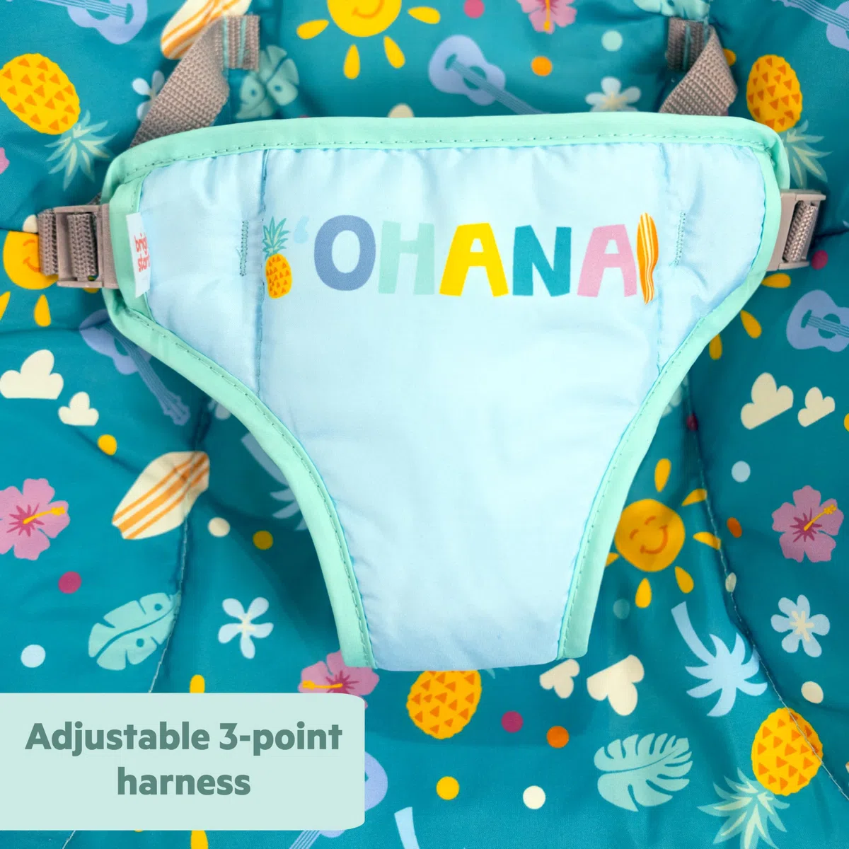 Disney Stitch Hamaca vibratoria para bebé Ohana Paradise de Bright Starts, Barra de juguetes desmontable, 2 juguetes incluidos, para 0-6 meses