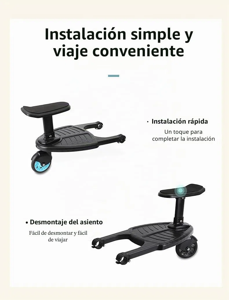 Comfort Wheel Board - Pedal para cochecito de bebé, adaptador para cochecito de bebé con asiento, puede acomodar a niños menores de 55 libras