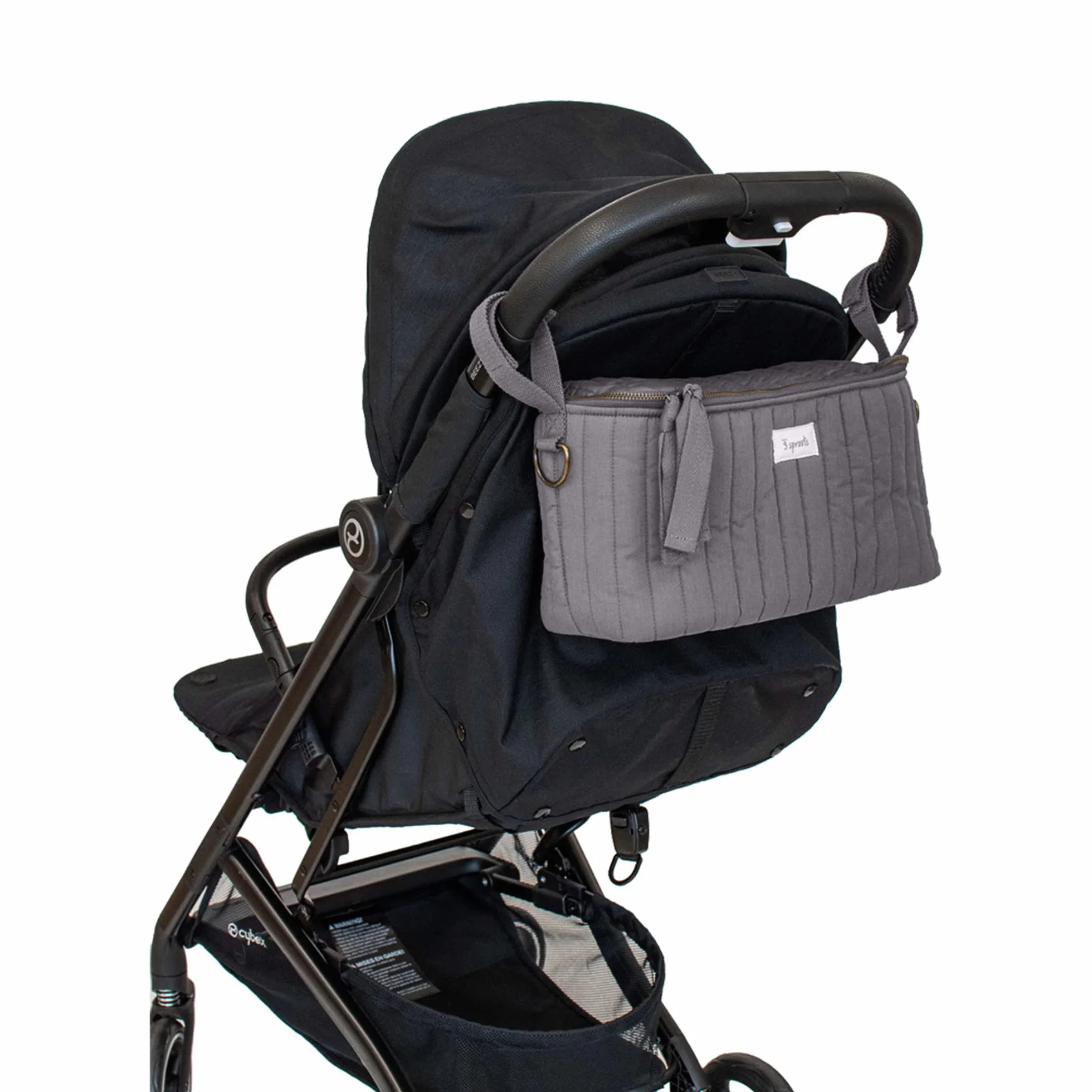 3 Sprouts - Bolsa Carrito Bebe - Bolso Carrito Bebe - Bolso Carro Bebe con Portavasos, Organizador para Carro de Bebé, Ideal para Sillas de Paseo y Cochecitos - Gris
