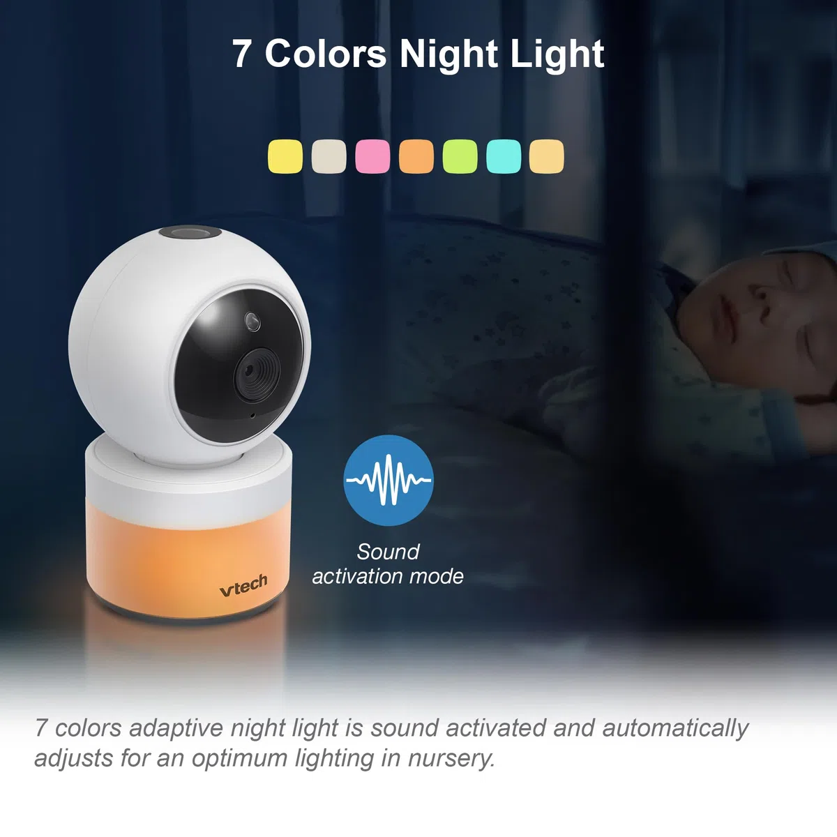 VTech BM5463 - Indoor- Lightshow Video Babyphone - Baby Monitor with Projection and Night Light 480p - ES Version,