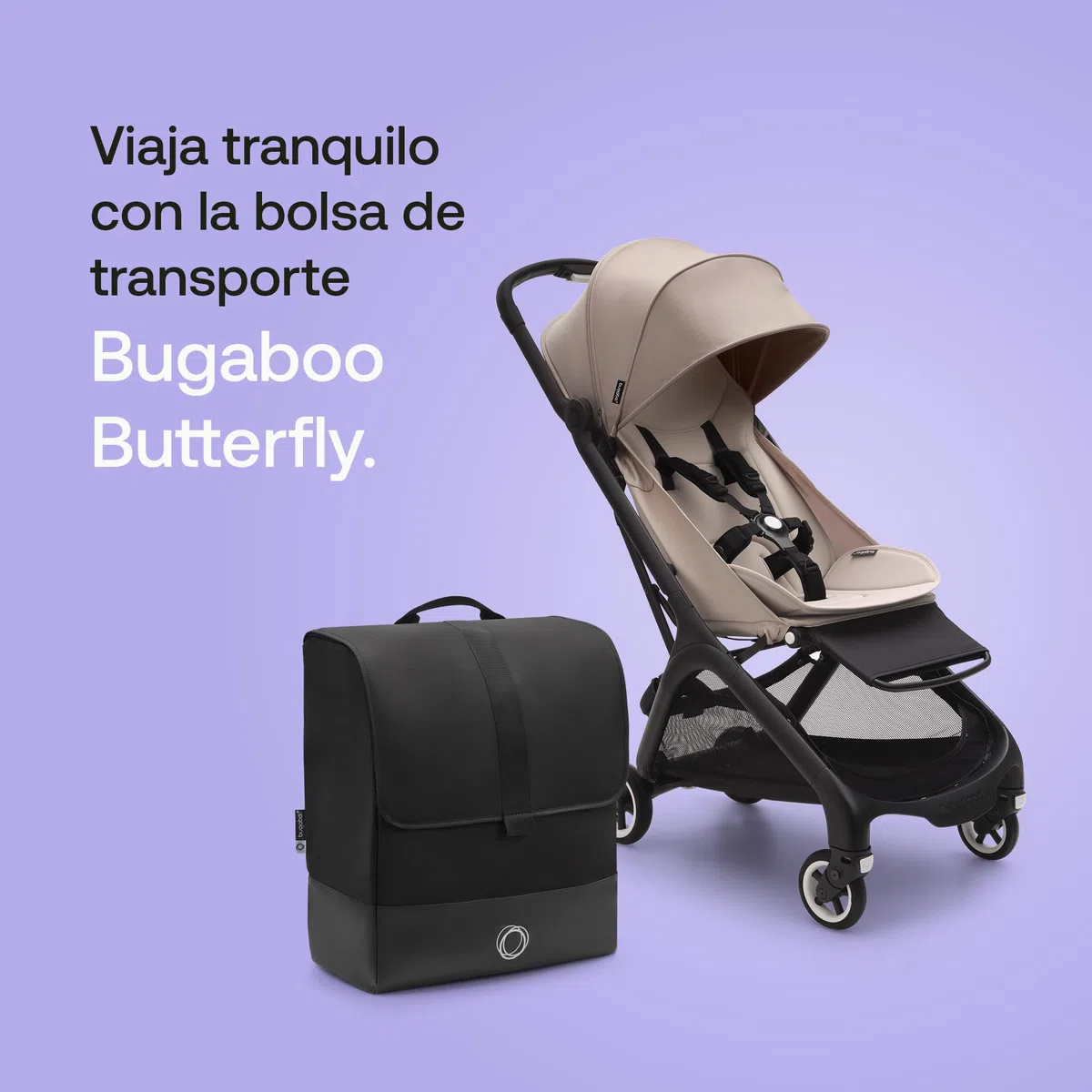Bugaboo Bolsa de Transporte para Carrito Butterfly, Compatible con IATA para la Cabina del avión, Resistente, fácil de Transportar, Espacio Extra para Guardar Accesorios del bebé y Base Acolchada