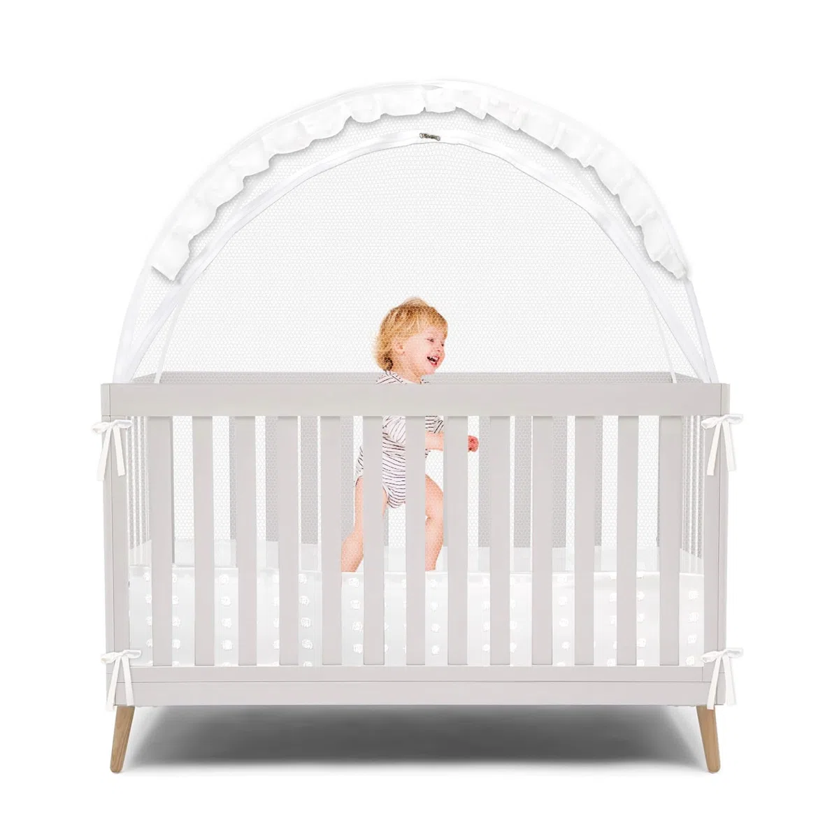 Wonder Space Elegante Toldo de Red para Cuna de Bebé - Diseño Minimalista - Malla Duradera y Transpirable para Evitar Que el Bebé se Salga - Protección contra Mosquitos Insectos (Encaje)