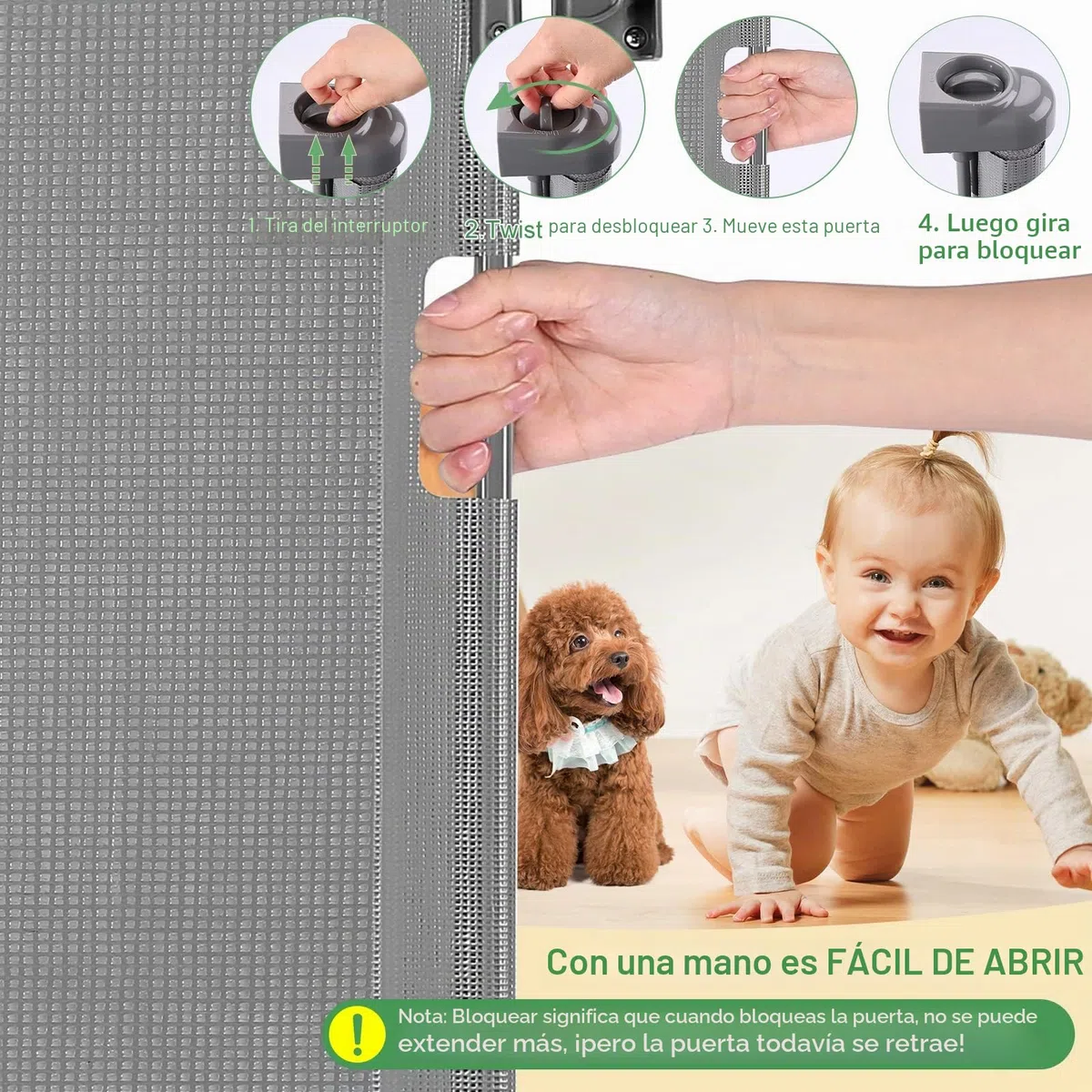 Puerta Seguridad Bebé Extensibles, 0-140 cm Barrera Seguridad Niños y Perros, Vallas de Seguridad para Niños Escaleras y Pasillos, Interiores y Exteriores (Gris)