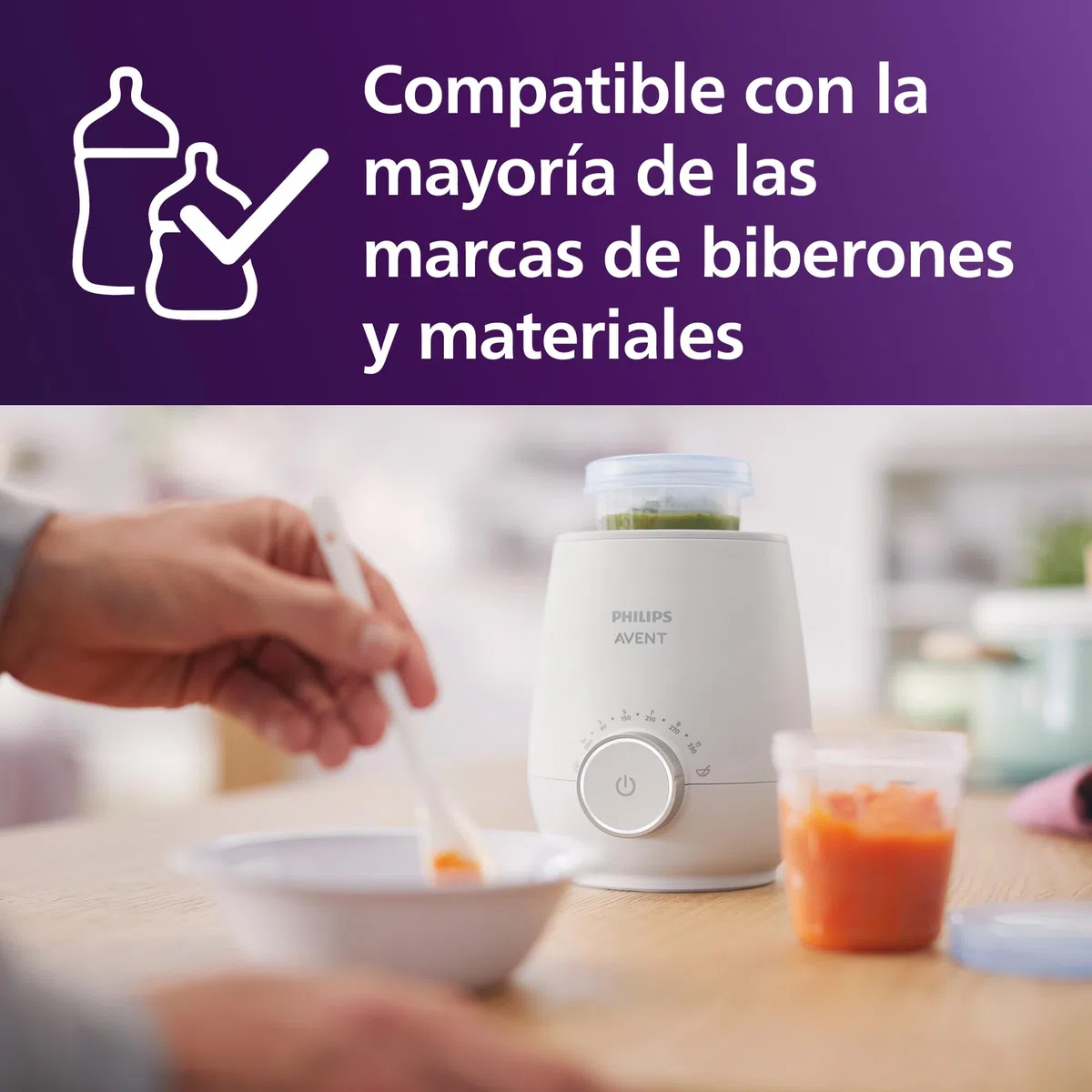 Philips Avent Premium Calientabiberones rápido- Control de temperatura inteligente, calienta uniformemente sin puntos calientes, sistema al baño maría de calidad hospitalaria, SCF358/00