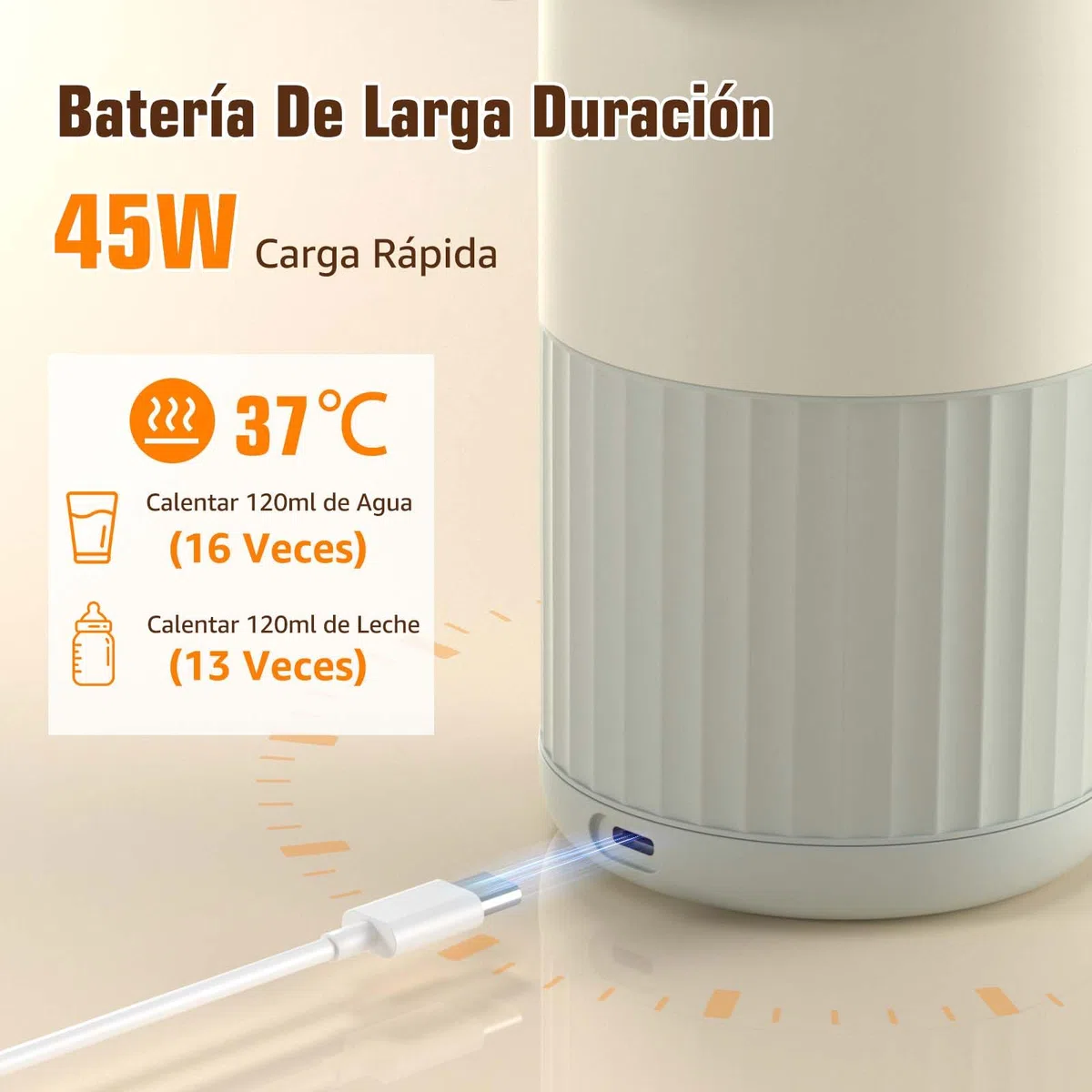 Calentador Portátil de Biberones para Leche Materna o Fórmula - 380ml, 100W, Calentamiento Rápido, Control de Temperatura Preciso - Ideal para Viajes (Gris)