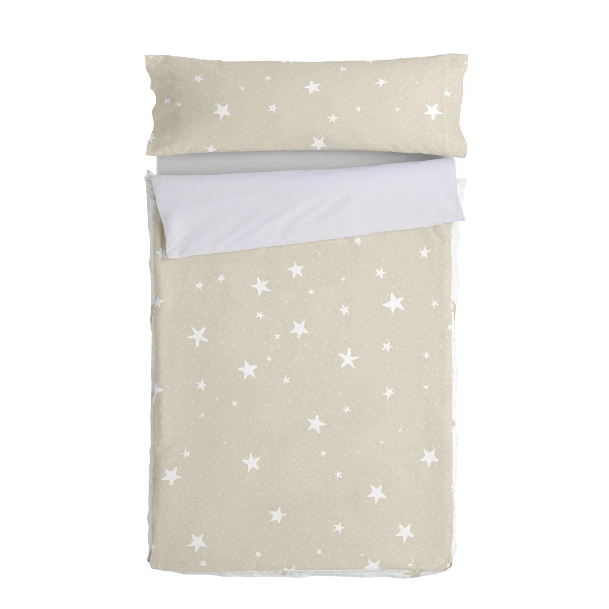 Little Star Beige Saco nórdico Beige, 105x200 cm (Cama 105) con Relleno, 100% Algodón (Exterior) 100% Poliéster (Relleno), Calidad de 150