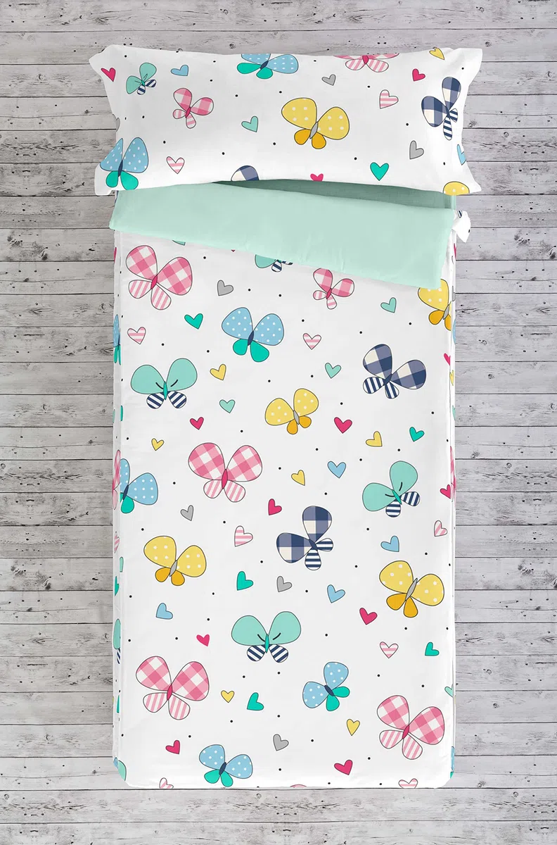 COOL KIDS Saco nórdico sin Relleno Vichy Butterly Cama 90