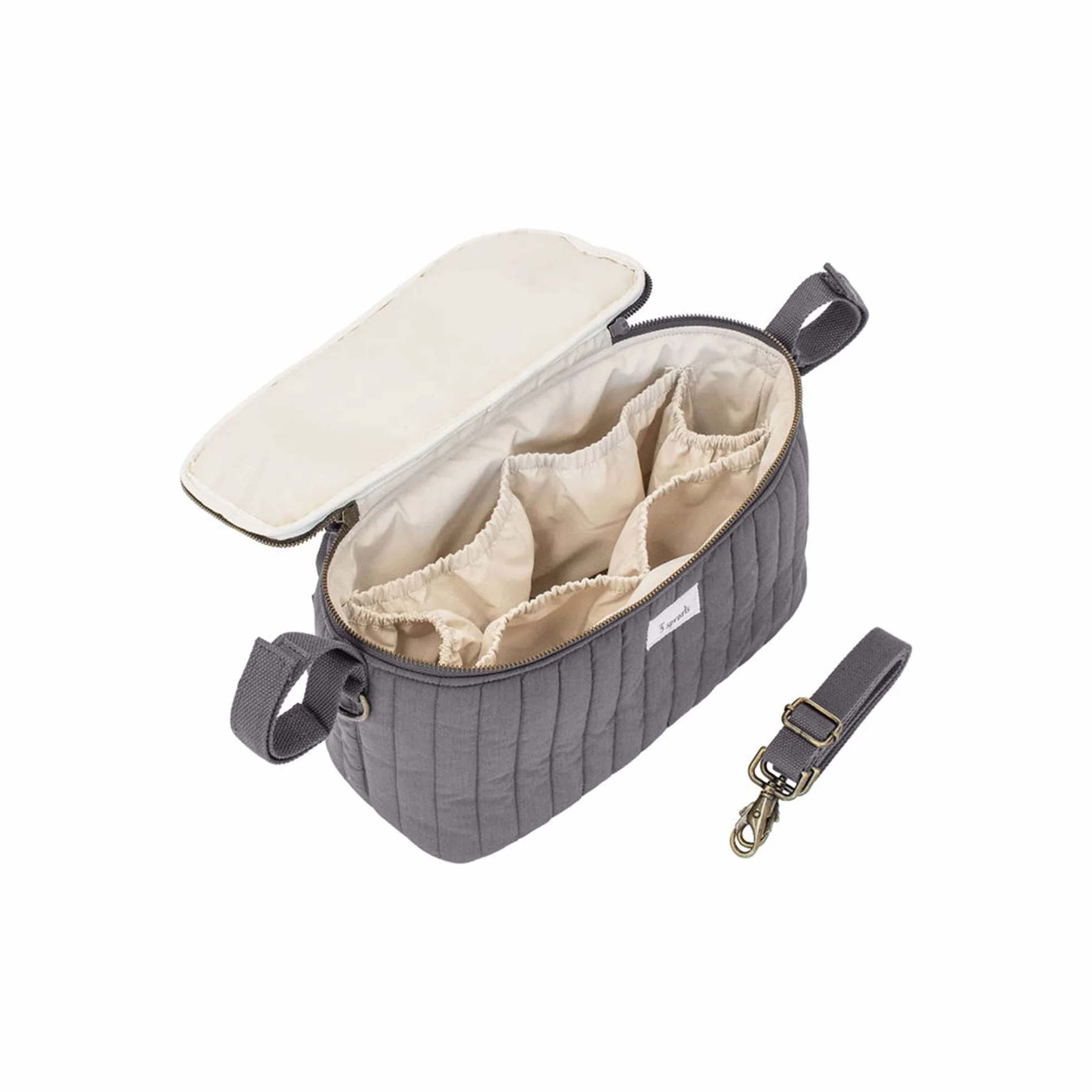 3 Sprouts - Bolsa Carrito Bebe - Bolso Carrito Bebe - Bolso Carro Bebe con Portavasos, Organizador para Carro de Bebé, Ideal para Sillas de Paseo y Cochecitos - Gris