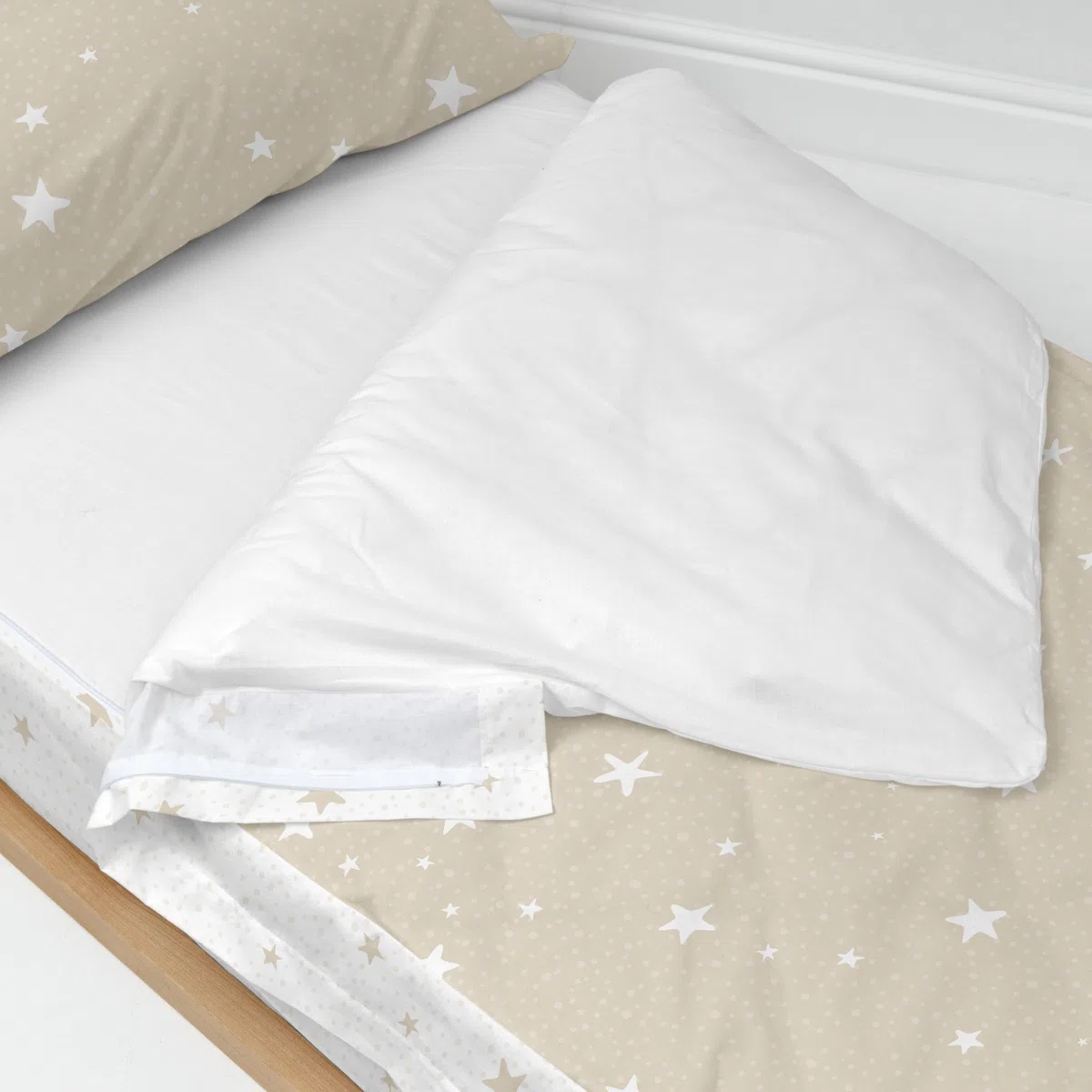 Little Star Beige Saco nórdico Beige, 105x200 cm (Cama 105) con Relleno, 100% Algodón (Exterior) 100% Poliéster (Relleno), Calidad de 150