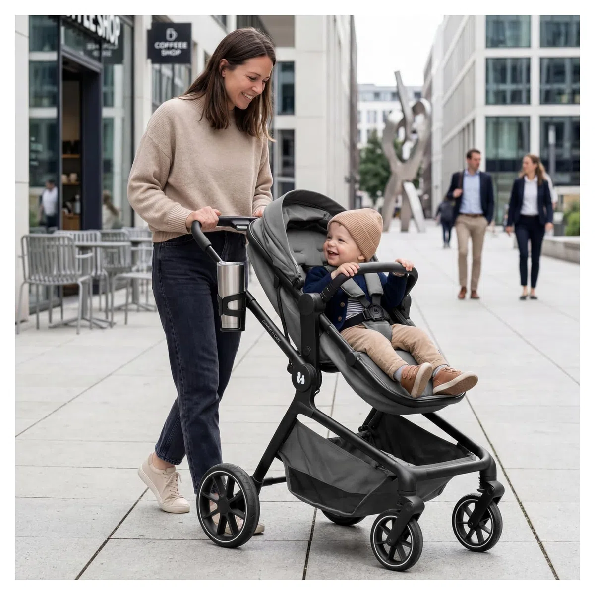 hauck Convert N Care Carrito Bebe 2 en 1 desde el Nacimiento hasta 22 kg - Capazo Convertible en Asiento Reversible - Protección UV 50+ - Ruedas de Goma - Con Adaptadores para Grupo 0+ - Gris