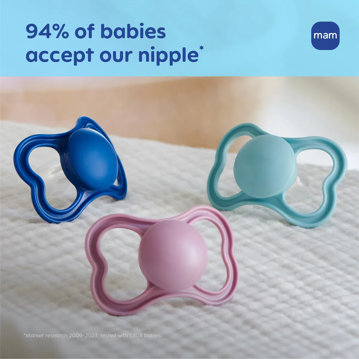 MAM Air Silicone Pacifier, Blue, 6 Plus Months, 2-Count by MAM