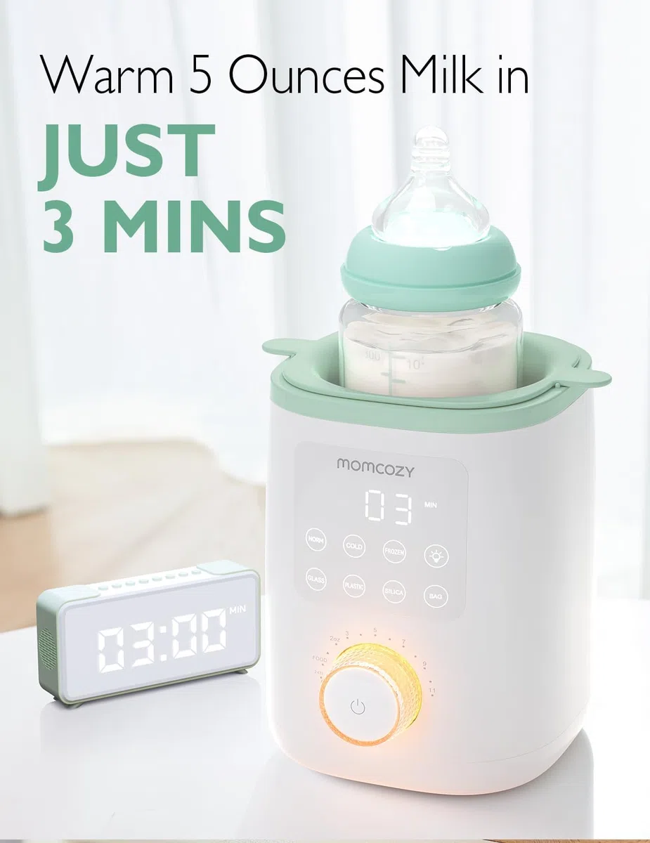 Momcozy Nutri - Calentador de biberones para bebé con control de temperatura preciso y luz nocturna